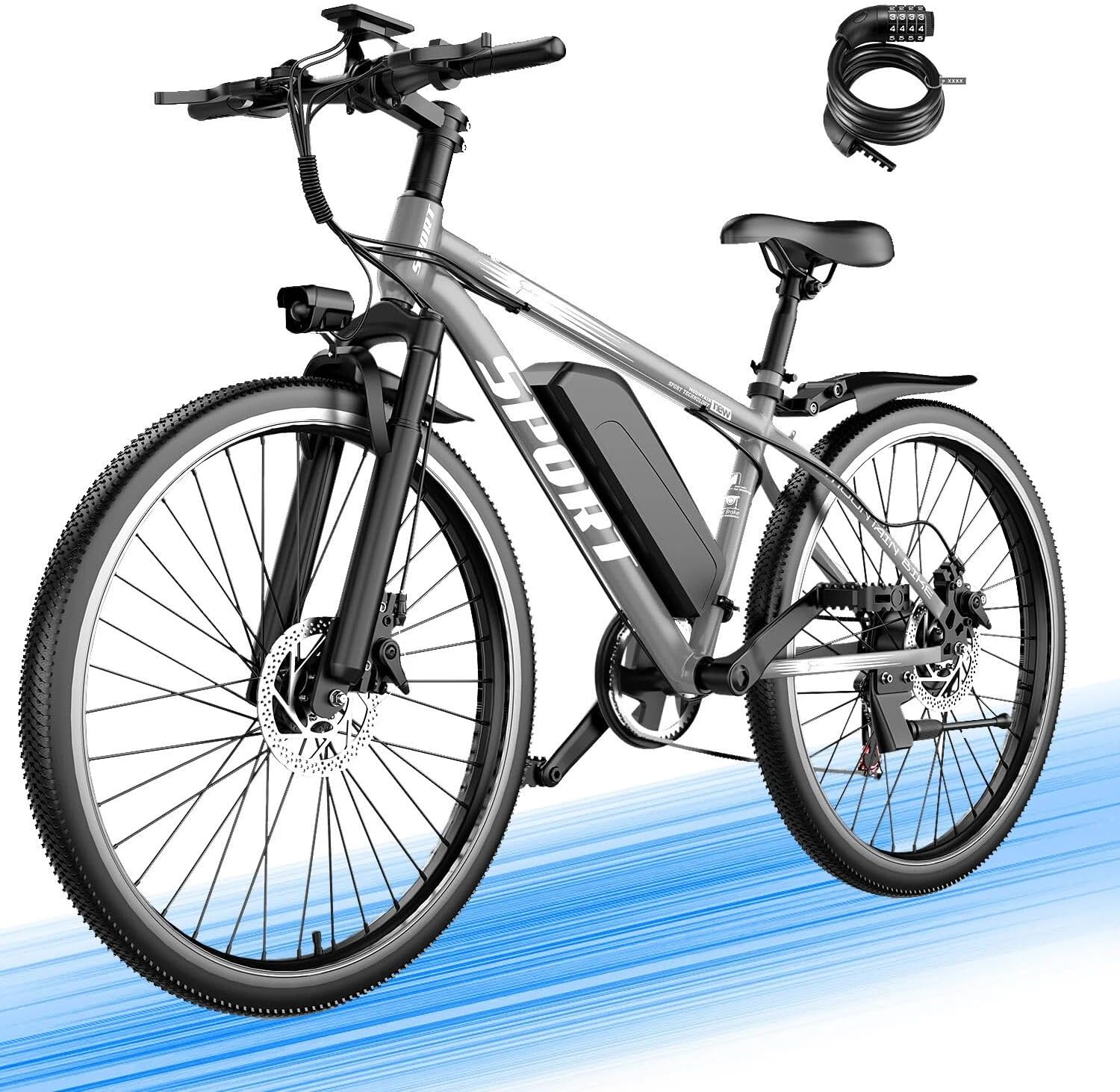 Electric Mountain Bike for Adults, 26-Inch Electric Bicycle, Long-Range Commuter E-Bike with Removable Power System and Multi-Speed Gearing
