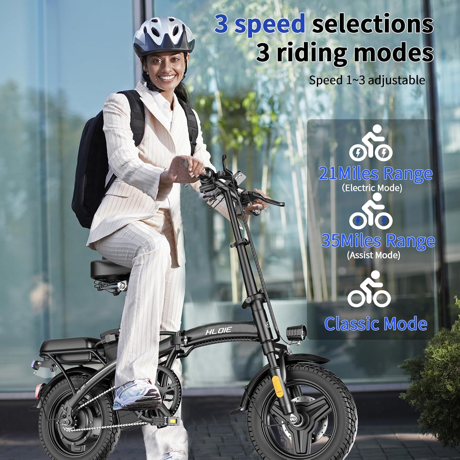14" Folding Electric Bike for Adults & Teens – Up to 23 MPH, 35-Mile Range