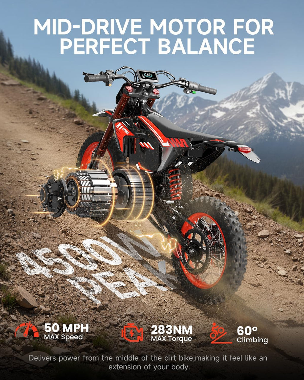 Electric Dirt Bike for Adults & Teens – High-Performance Off-Road E-Motorcycle with Long-Range Capability