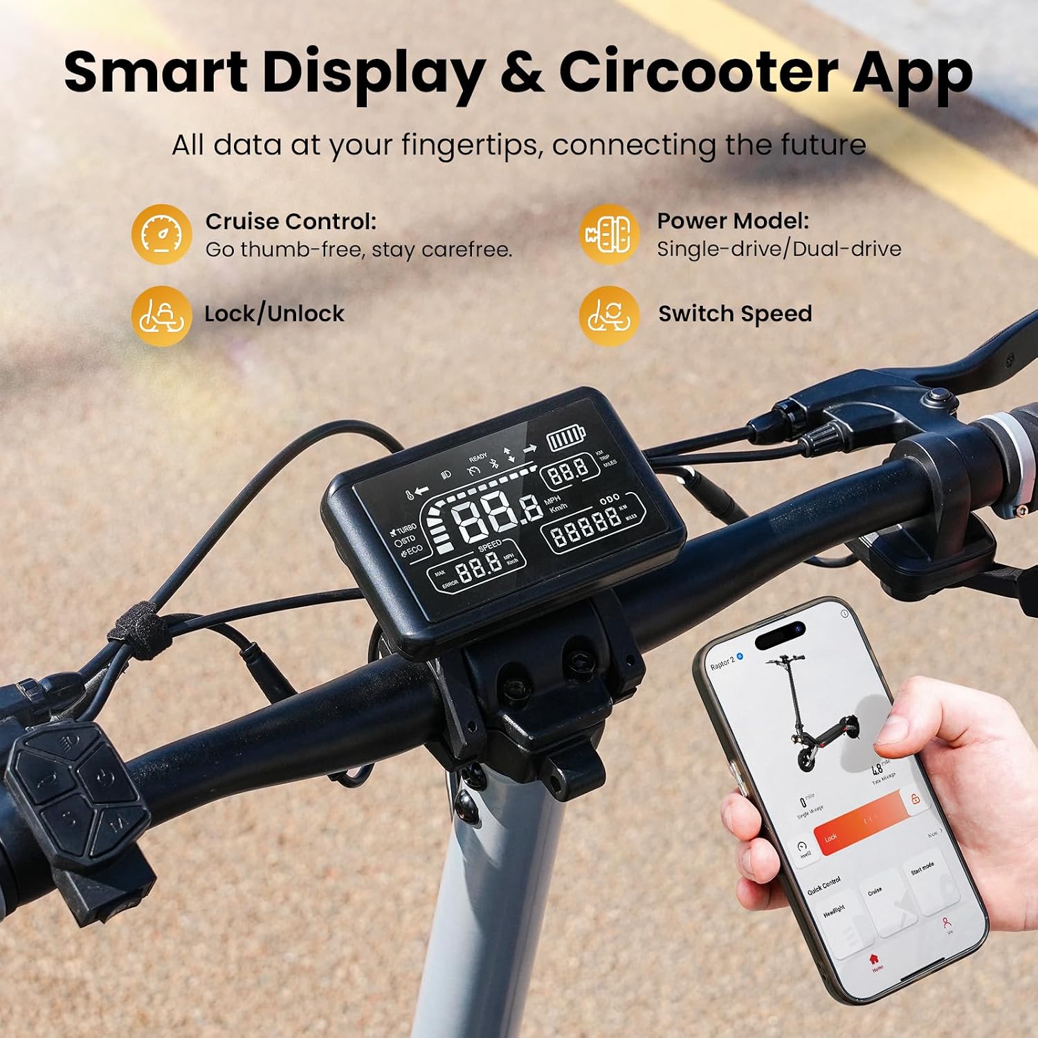 Landturbo Pro/Raptor Pro Electric Scooter for Adult, 800W/1500W Peak Motor, 38 Mph Top Speed, 47-56 Miles Max Range