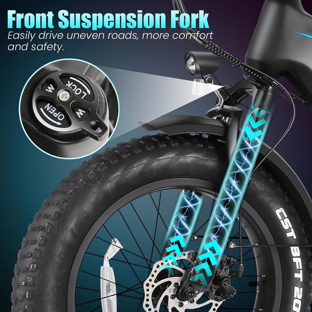 Step-Through Fat Tire Electric Bike for Adults – 20" All-Terrain E-Bike with Removable Power System & Long-Range Performance