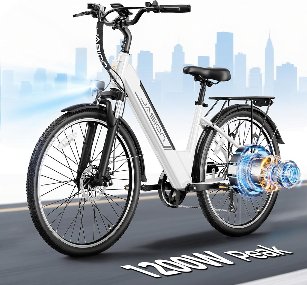 26" Electric Commuter Bike for Adults – 1200W Motor, 28 MPH Top Speed, 40–62 Mile Range