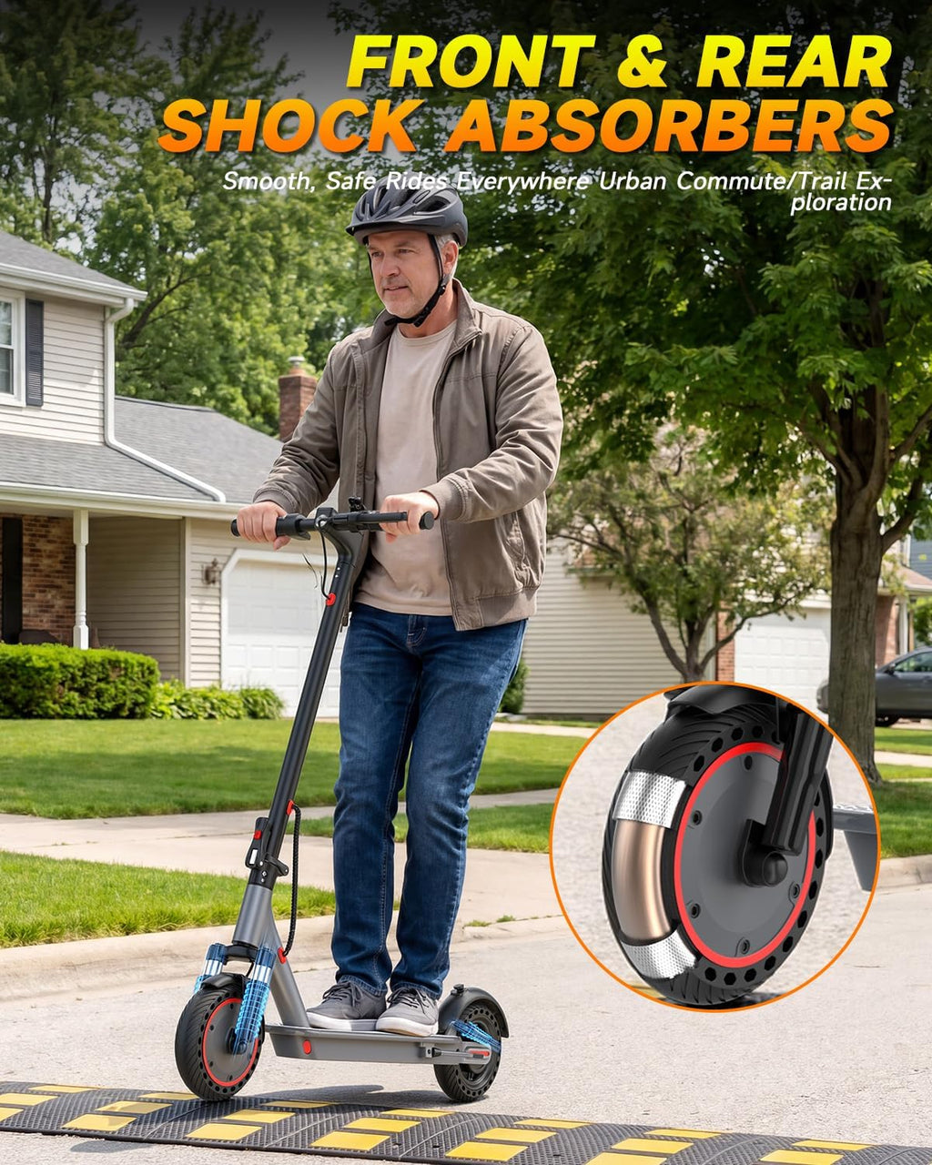 Electric Scooter with Dual Suspensions, 19/22MPH, 500W/800WMotor,