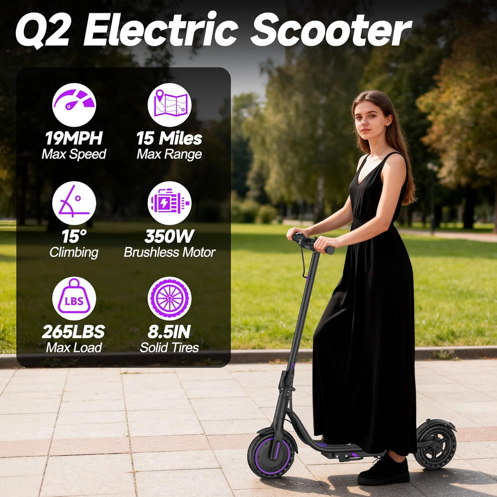 Foldable Electric Scooter with 250W/350W/500W/800W/1000W Motor Options, Up to 22 MPH & 10–28 Miles Range