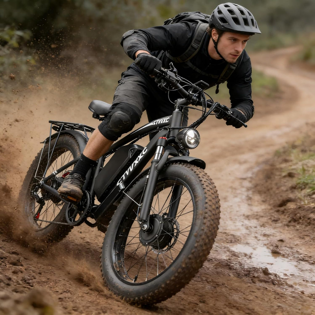 Dual Motor Electric Fat Tire Bike for Adults, 9000W Peak Power, Up to 45 MPH, 24" All-Terrain E-Bike with Lockable Suspension