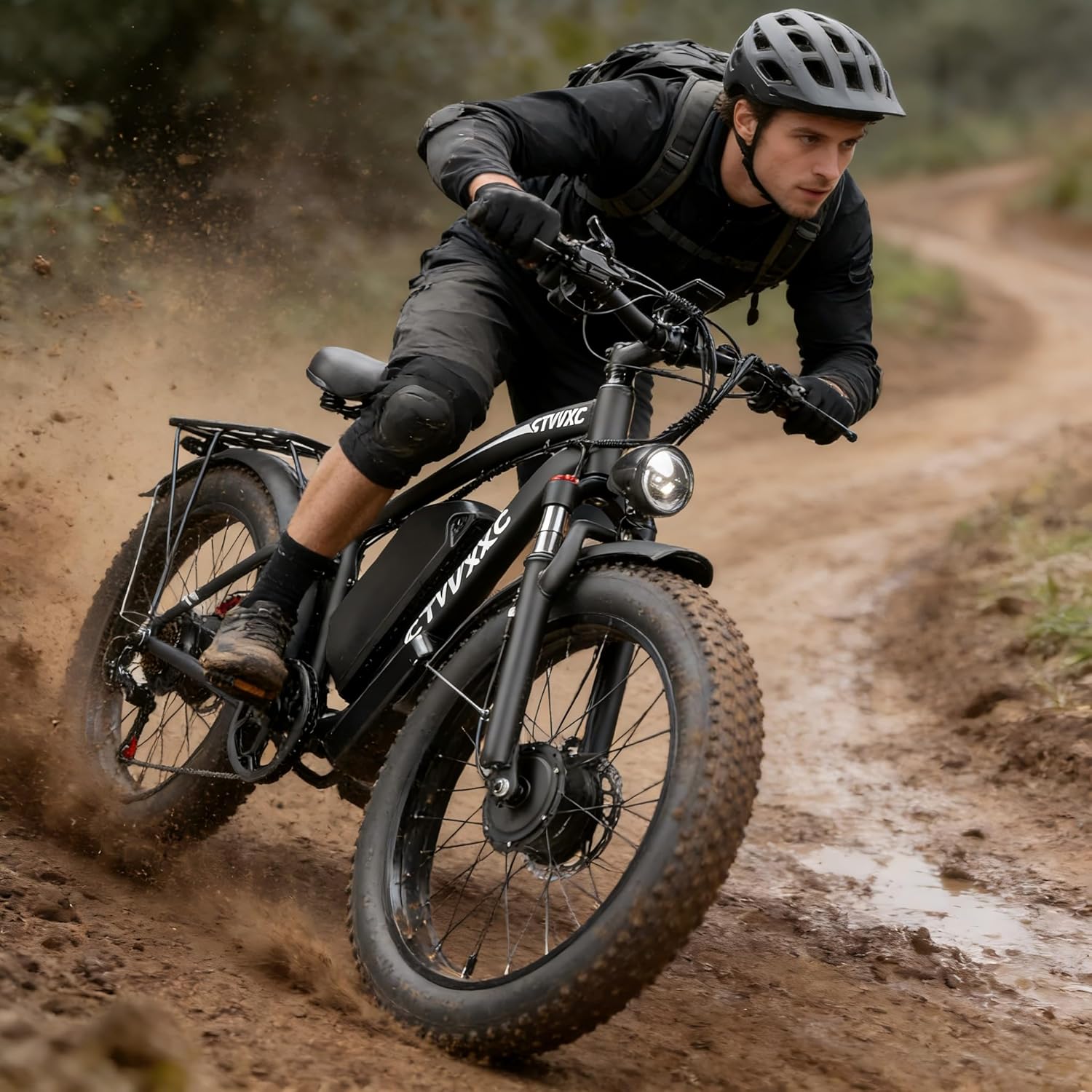 Dual Motor Electric Fat Tire Bike for Adults, 9000W Peak Power, Up to 45 MPH, 24" All-Terrain E-Bike with Lockable Suspension