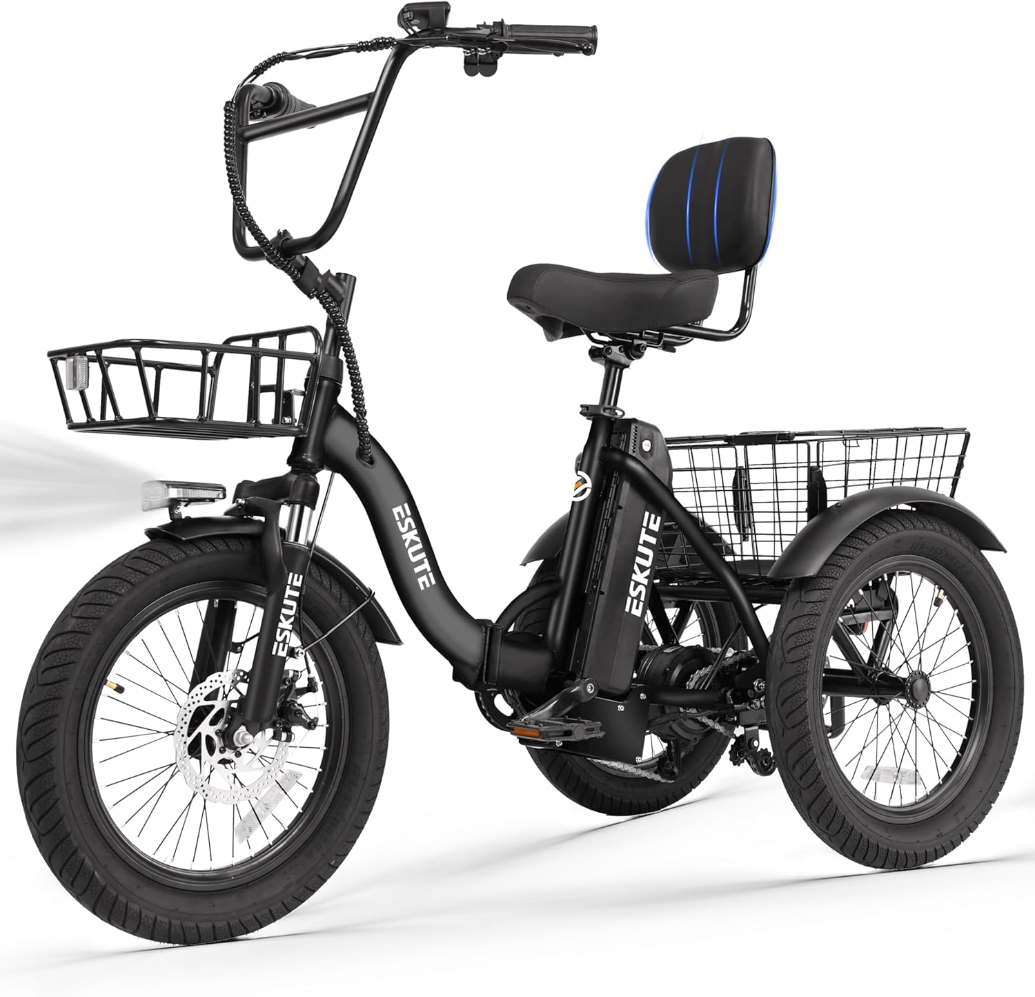 Electric Tricycle for Adults, Folding 3-Wheel Electric Bike with Fat Tires, Step-Through Frame, Long-Range Electric Trike