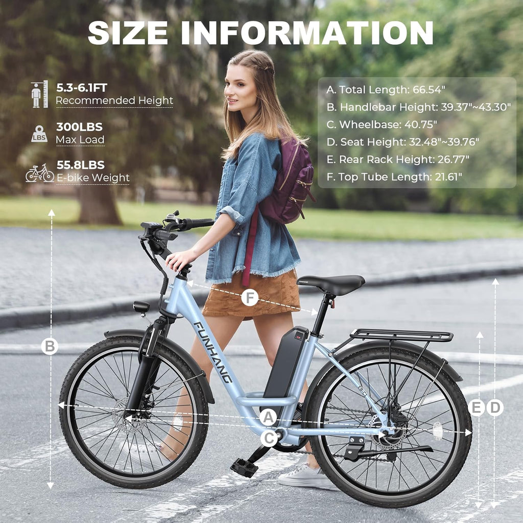 26-Inch City Cruiser Electric Bike for Adults – 1000W Peak Motor, 7-Speed Commuter E-Bike, Up to 20 MPH & 50-Mile Range