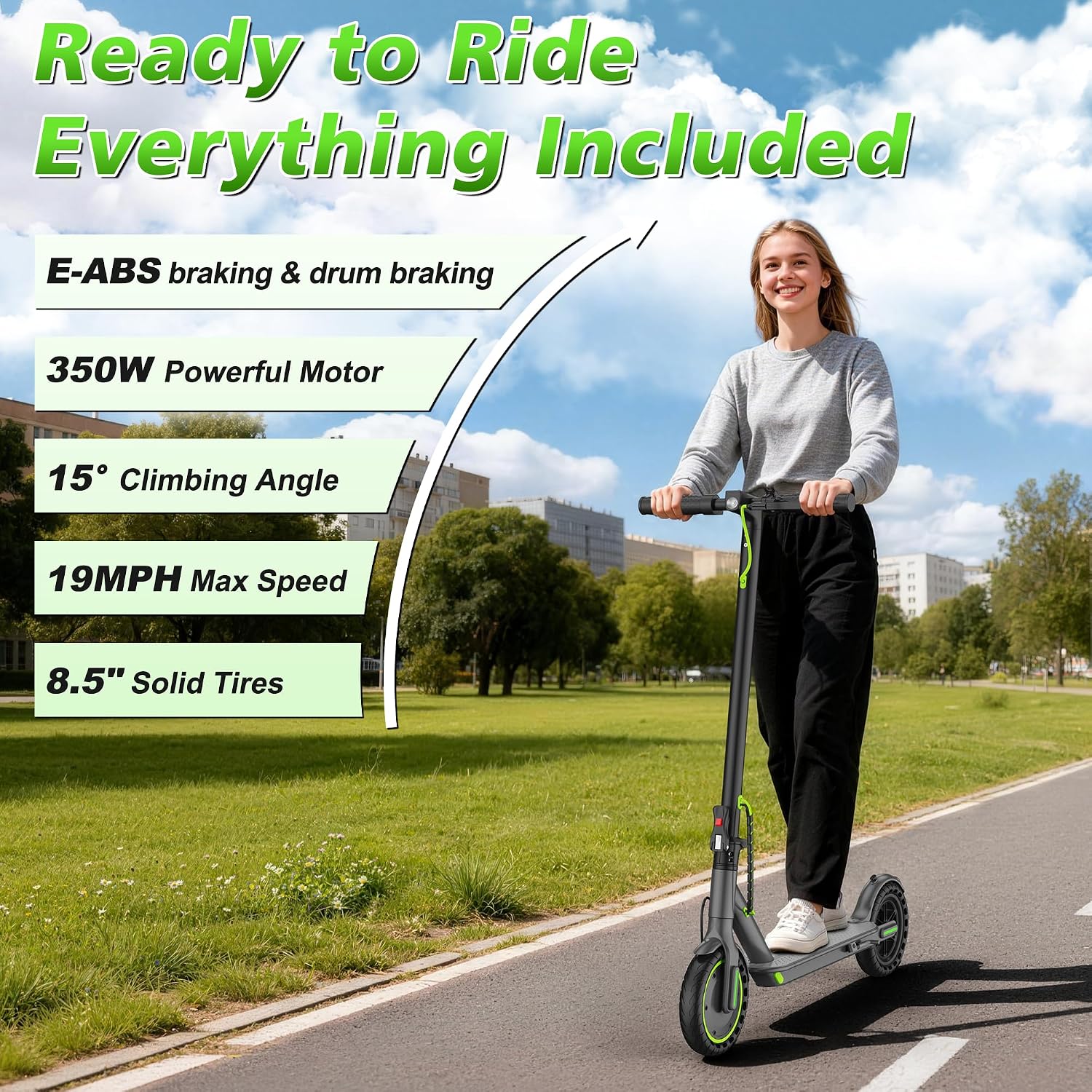 Electric Scooter, 350W/500W/800W/1000W/250W Powerful Motor & 19/22/ 9 MPH