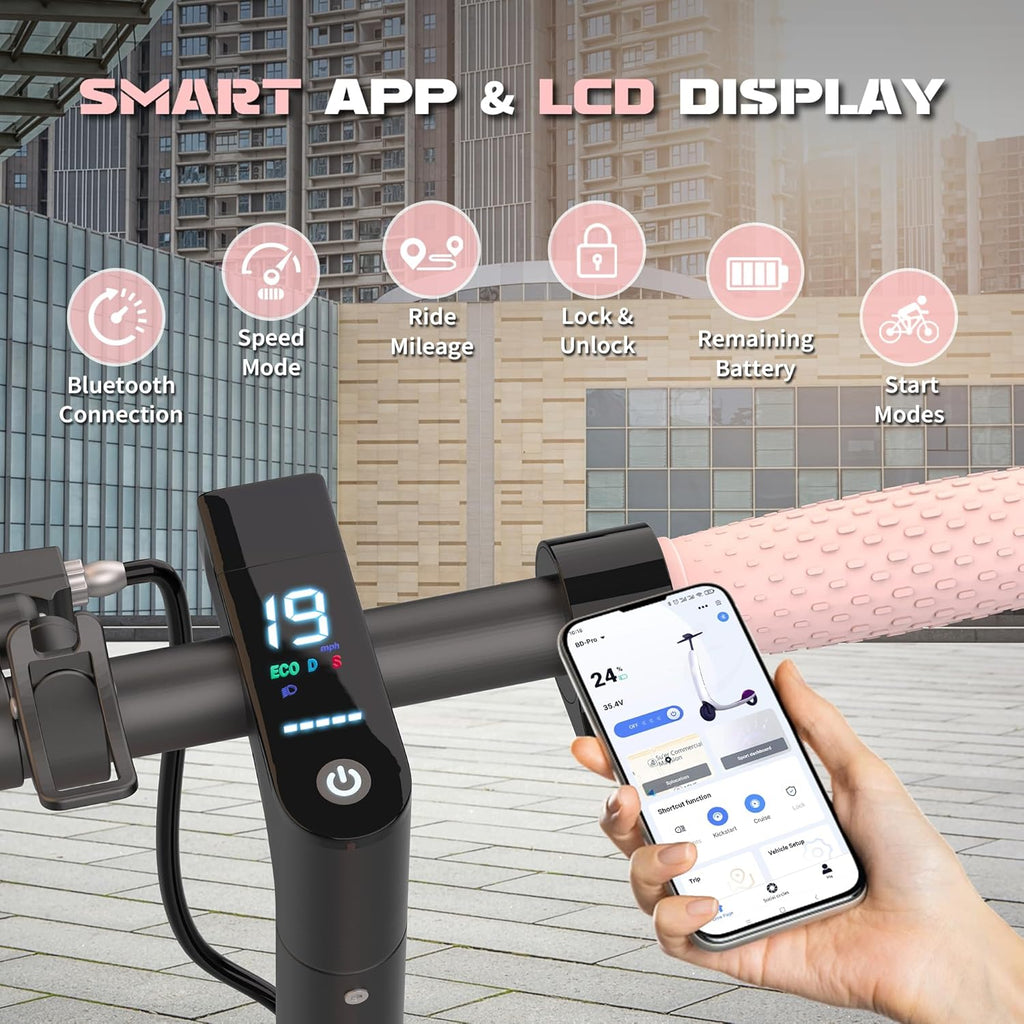 Electric Scooter, 500W/350W/800W/1000W Motor & 10"/8.5" Solid Tires, Up to 22/19 MPH & 28/25/15 Miles Range