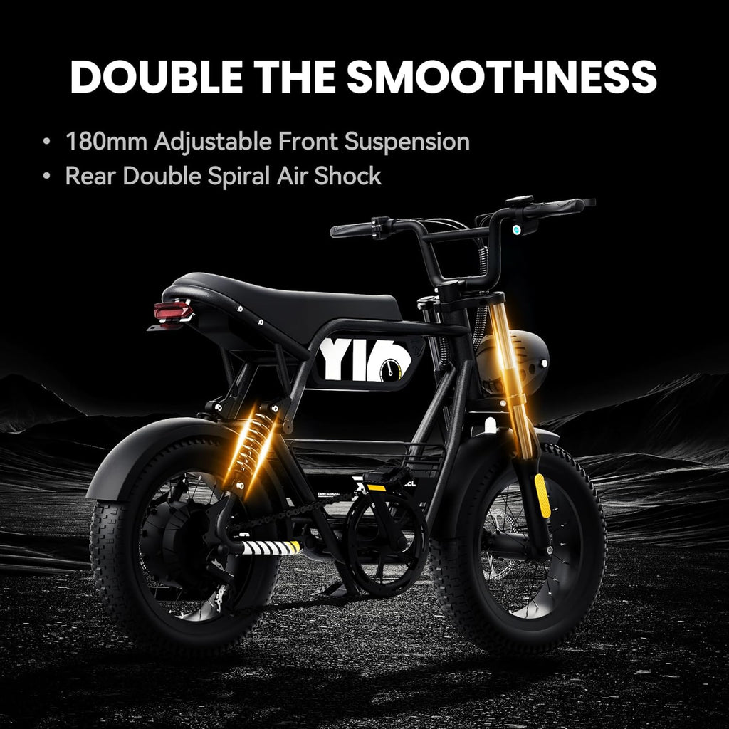 Electric Fat Tire Bike for Adults, Up to 4000W Peak Motor, 16"/20" Off-Road E-Bike, Dual Suspension, Hydraulic Brakes