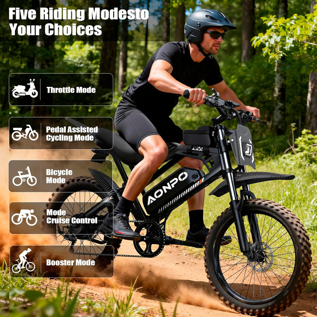 17" Electric Bike for Adults & Teens with 2000W/3000W Peak Motor, Up to 33 MPH, 100–120 Miles Range & Off-Road Design