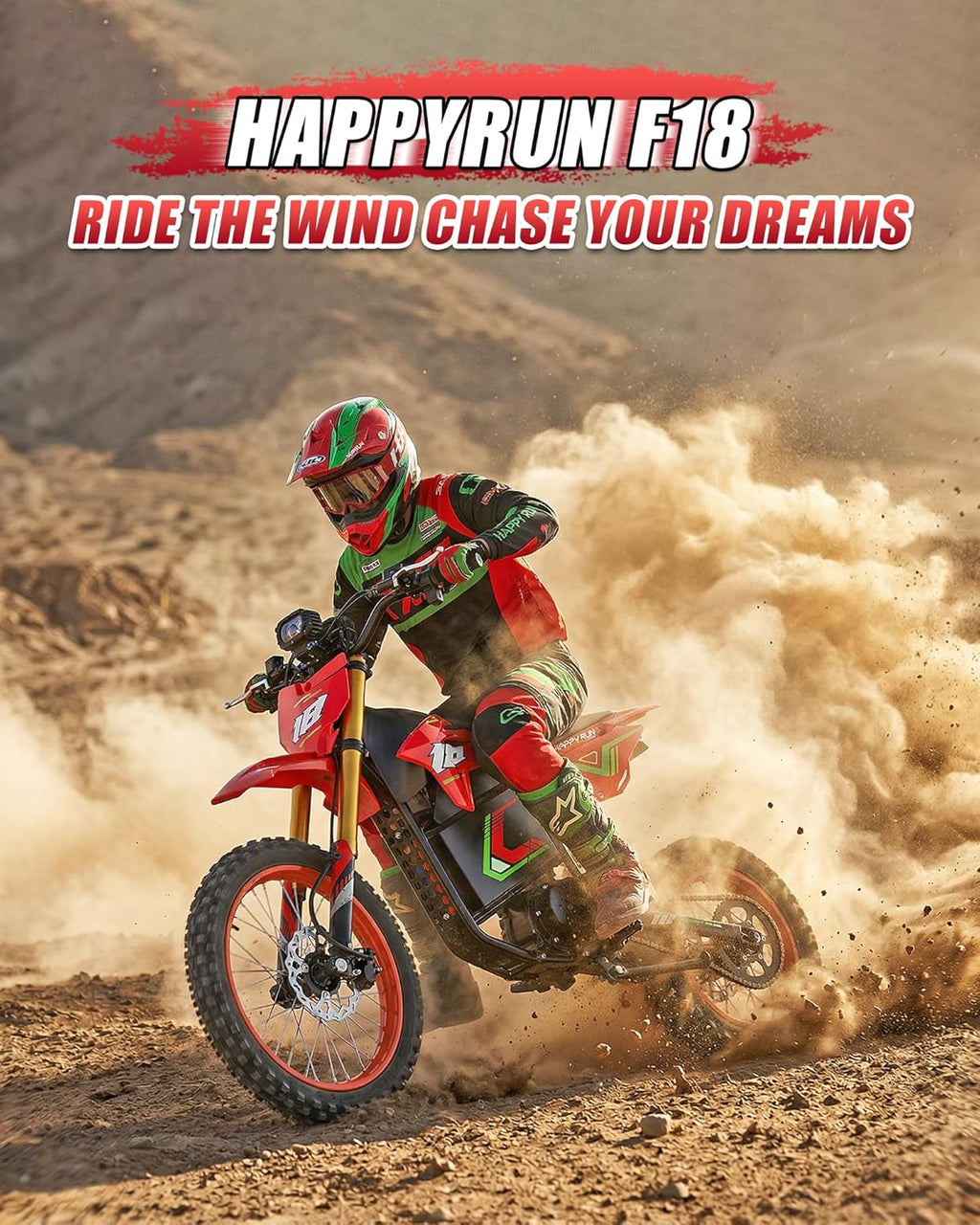 Electric Dirt Bike for Adults, 6000W Peak Mid-Drive Motor, Up to 46 MPH, 60-Mile Range, Dual Hydraulic Brakes