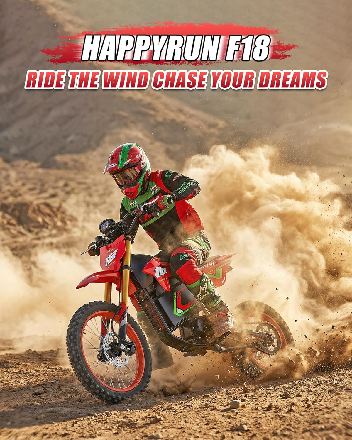 Electric Dirt Bike for Adults, 6000W Peak Mid-Drive Motor, Up to 46 MPH, 60-Mile Range, Dual Hydraulic Brakes