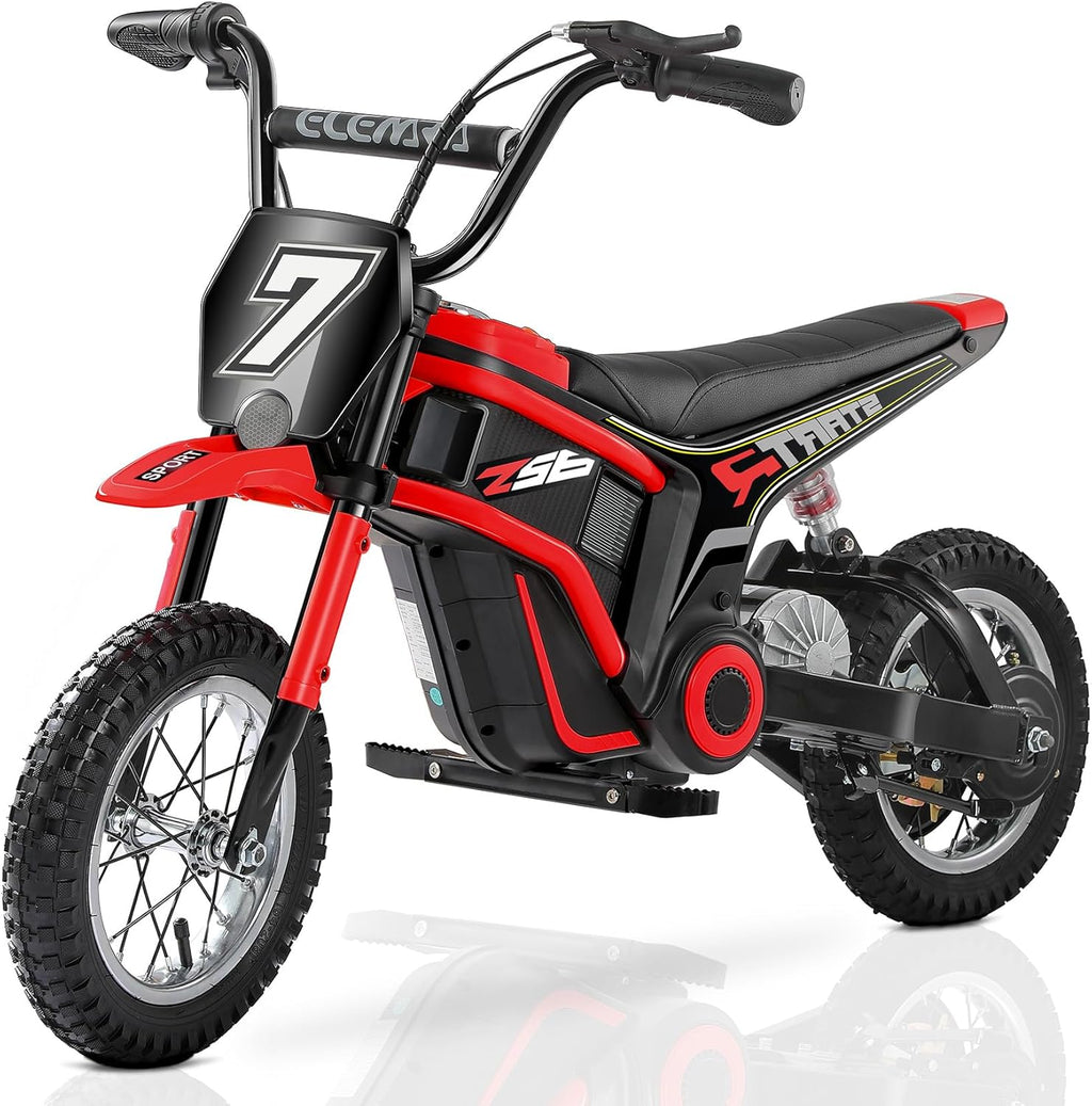 Electric Dirt Bike for Kids – 350W Ride-On Motorcycle with 12” Air Tires, 3-Speed Control & LED Display