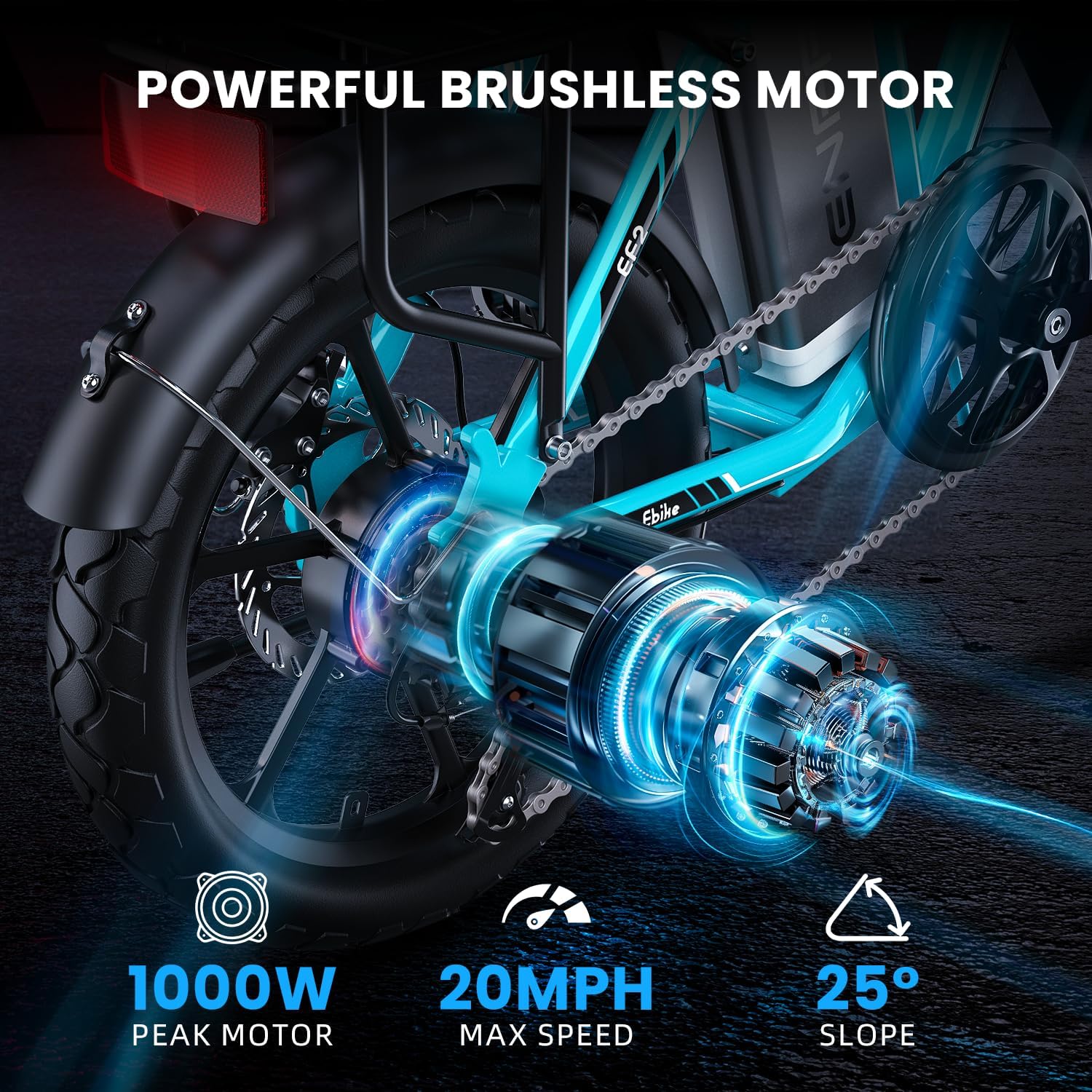 Lightweight Folding Electric Bike for Adults, Portable All-Terrain E-Bike with 7-Speed Drivetrain, UL Certified