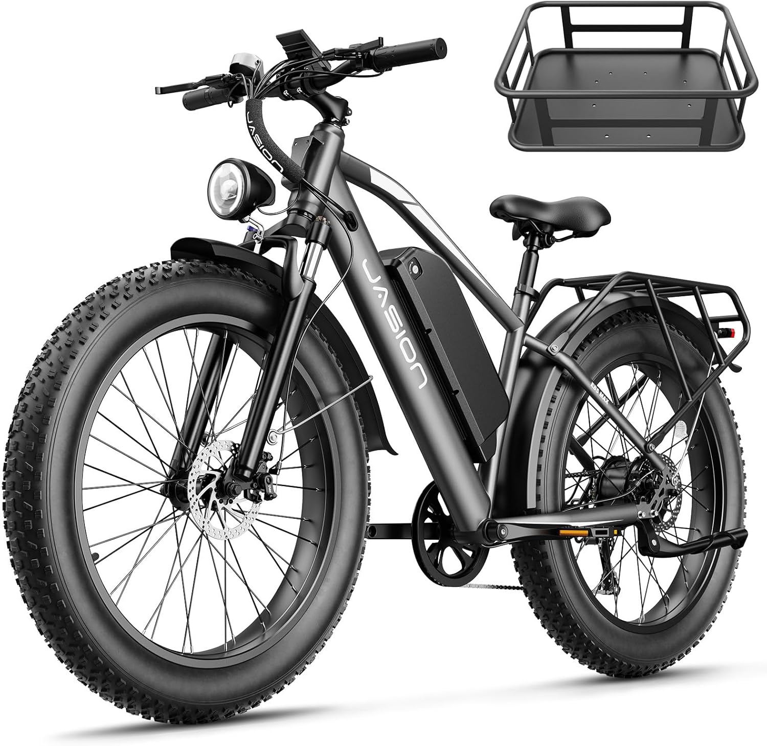 2000W Peak Electric Mountain Bike for Adults – 26" Fat Tire E-Bike, 28+ MPH Top Speed, Rear Rack & Cruise Control