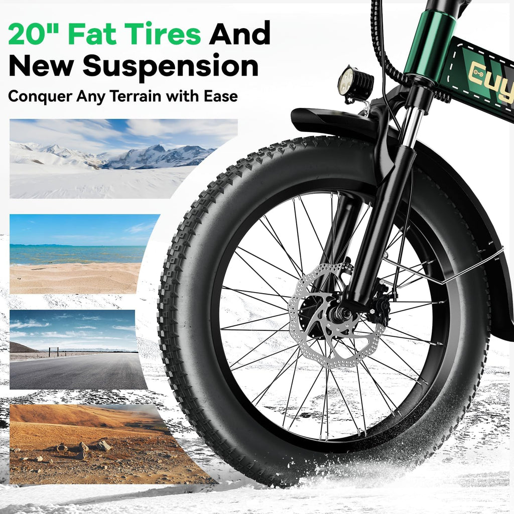 1000W Folding Electric Bike for Adults – 20" Fat Tire E-Bike, Up to 80 Miles Range, All-Terrain Commuter Bike
