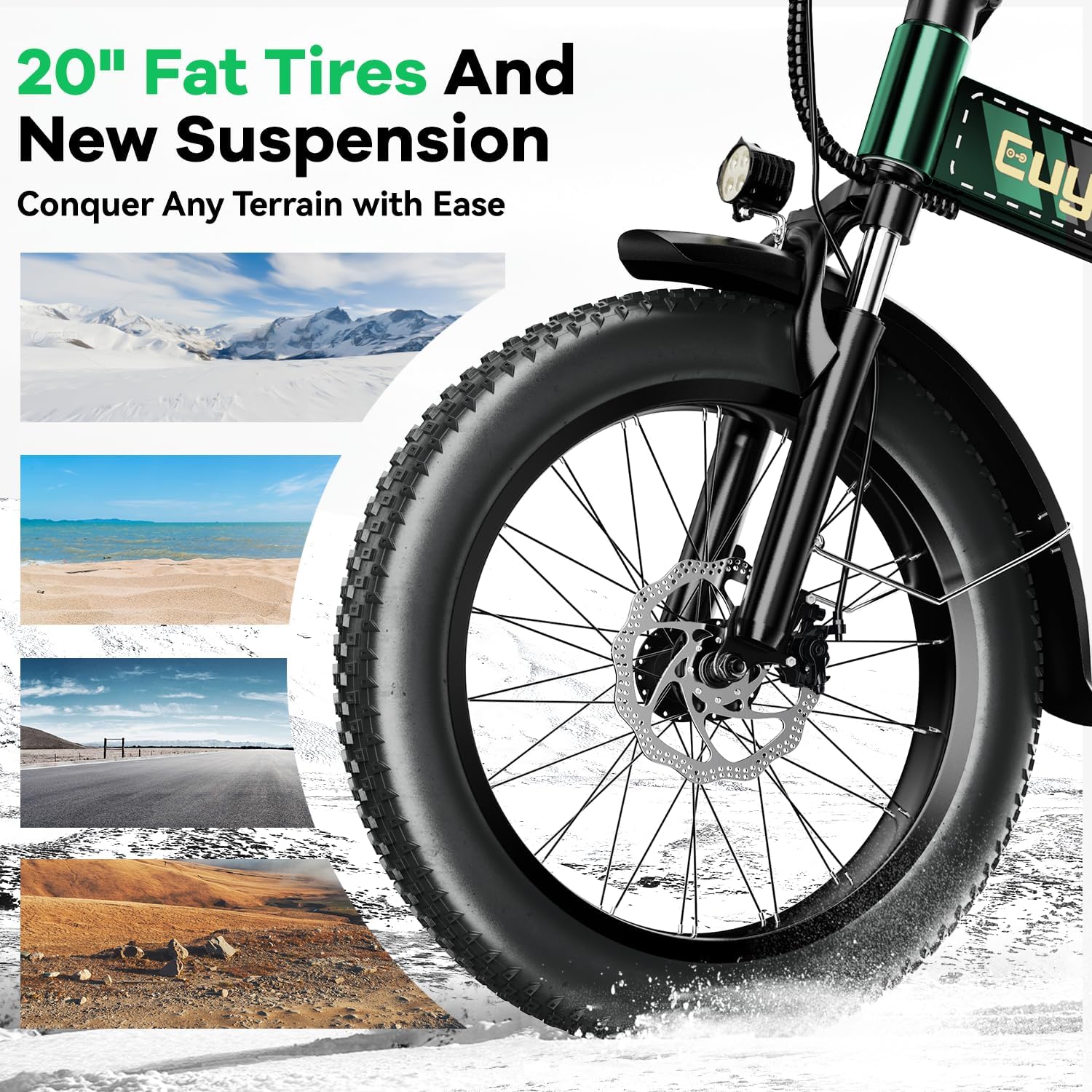 1000W Folding Electric Bike for Adults – 20" Fat Tire E-Bike, Up to 80 Miles Range, All-Terrain Commuter Bike