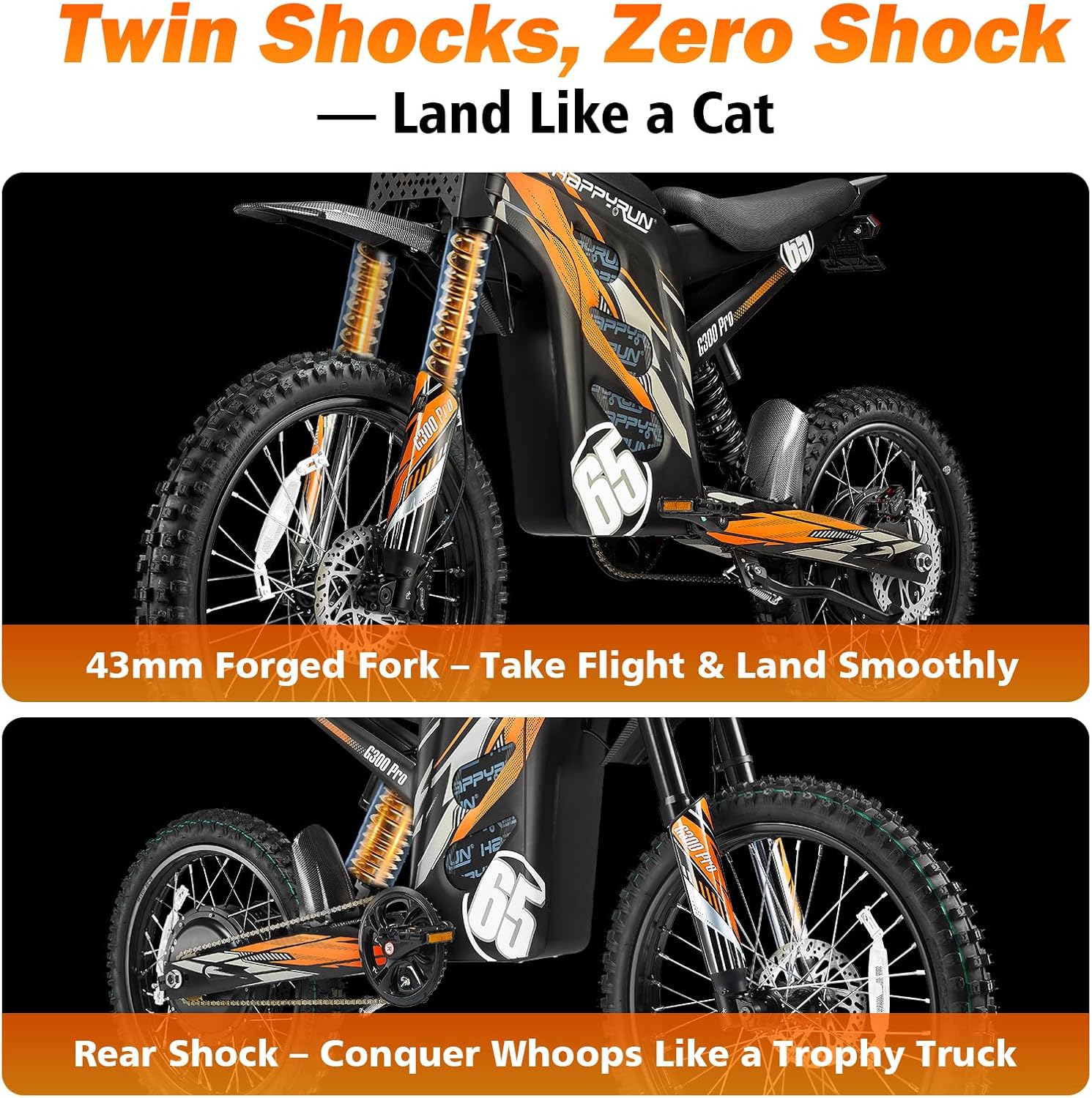 Electric Dirt Bike for Adults, 6500W Motor, Up to 50 MPH, 70-Mile Range, Hydraulic Brakes, Heavy-Duty Off-Road E-Bike
