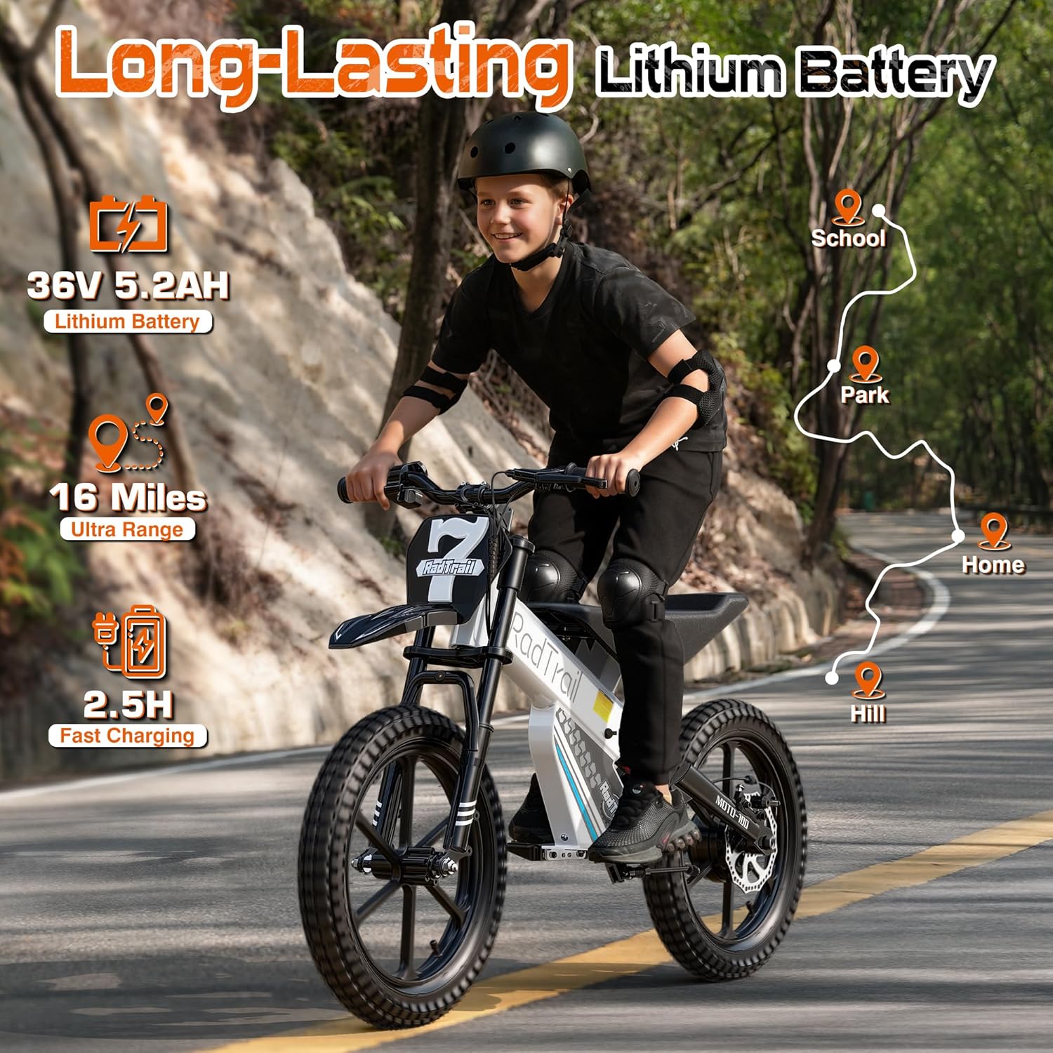 Electric Dirt Bike for Kids (Ages 5+) – 500W Off-Road E-Bike with Dual Suspension & Disc Brakes
