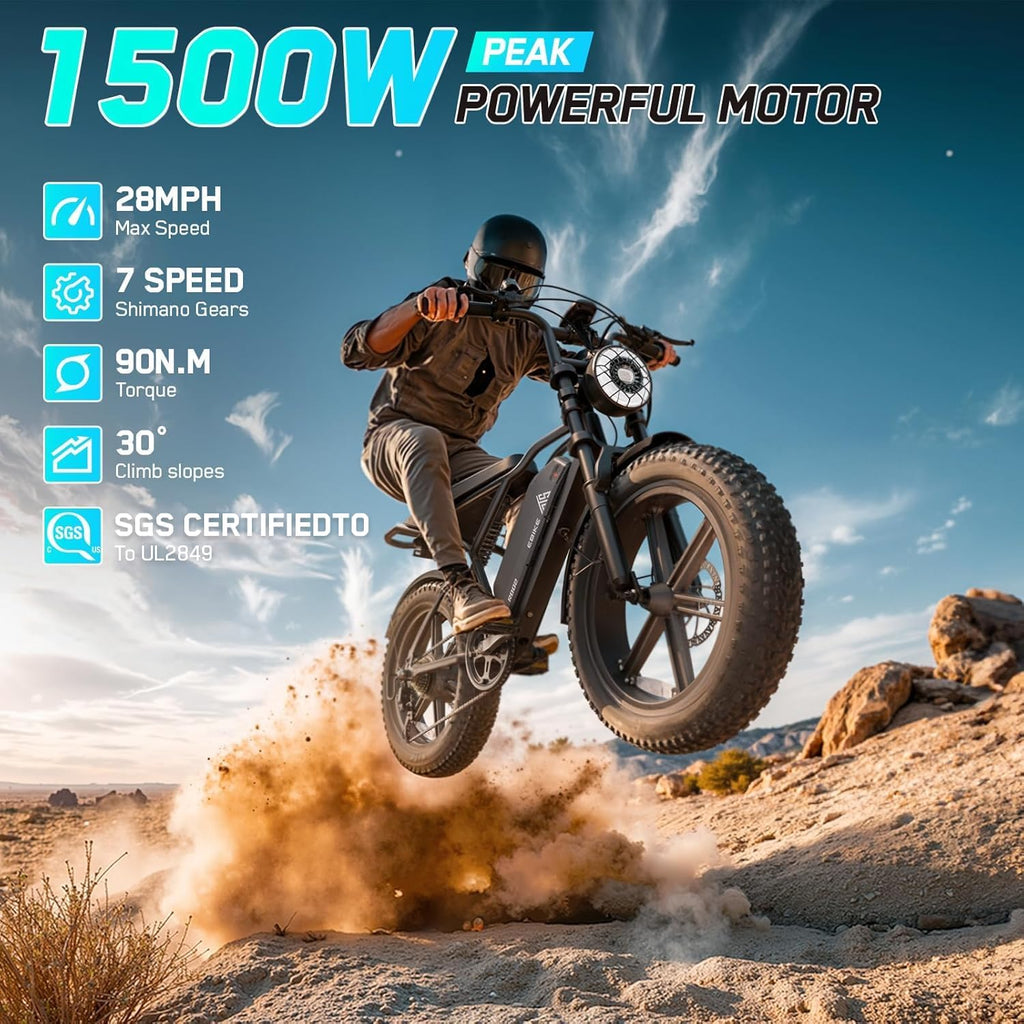 20" Fat Tire Electric Bike for Adults – All-Terrain Off-Road E-Bike with Powerful Motor and Long-Range Performance