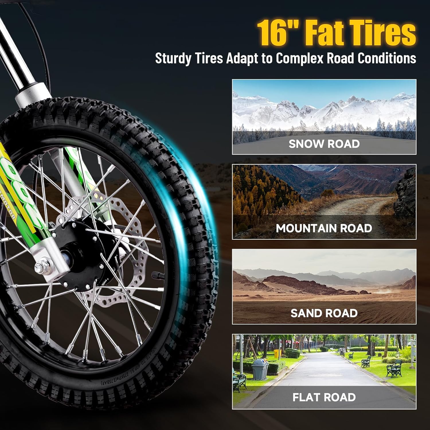 1000W Electric Dirt Bike for Kids & Teens, Up to 20.6 MPH, 19 Miles Range, 3-Speed Modes, Dual Suspension, Disc Brakes, 16" Off-Road Tires