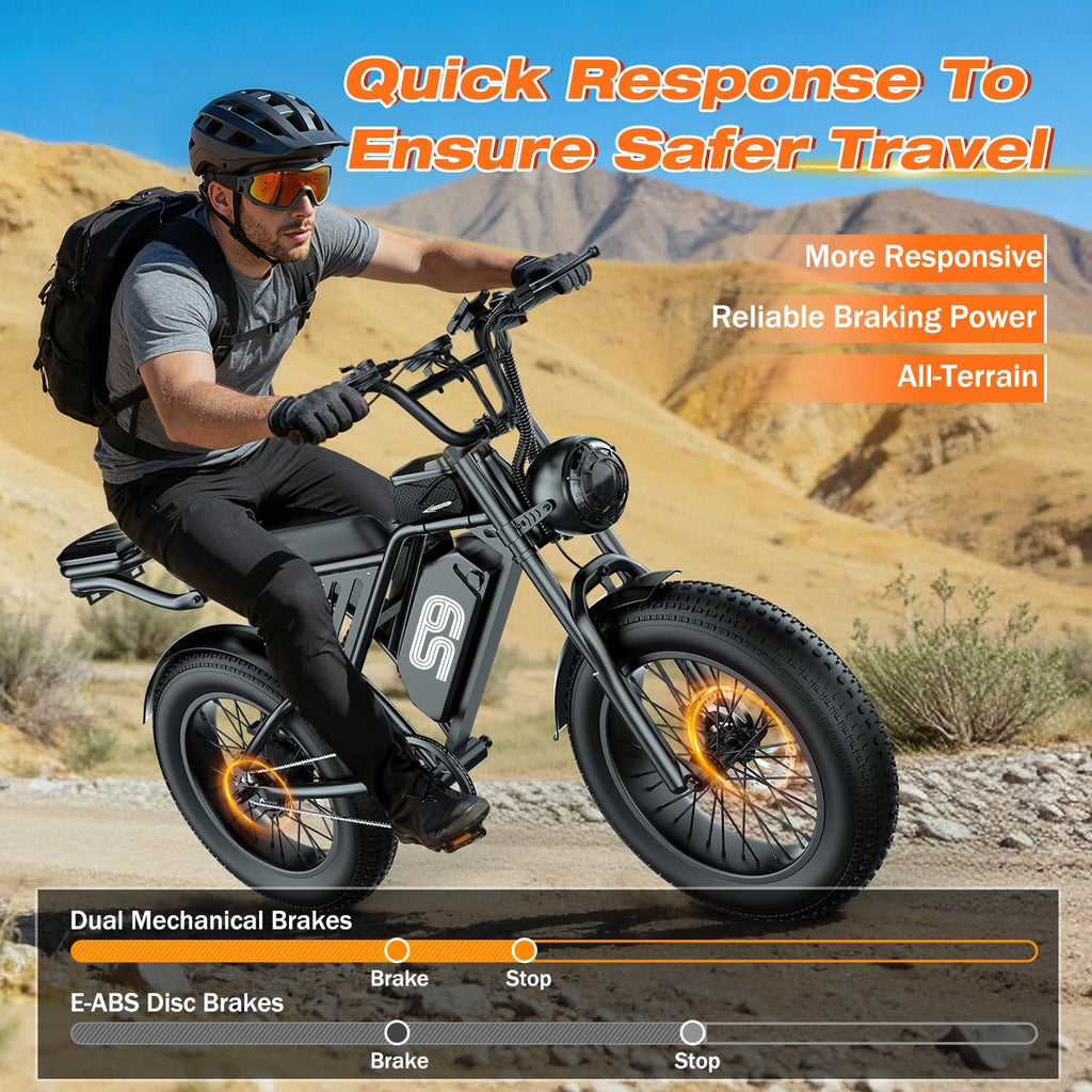 2500W Peak Electric Dirt Bike for Adults – 20-Inch Fat Tire All-Terrain E-Bike with NFC & Password Unlock, Up to 36 MPH & 65-Mile Range