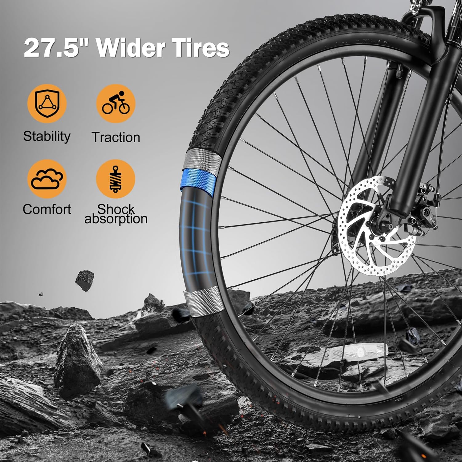 1200W Peak Electric Mountain Bike for Adults – 27.5" E-Bike, 21-Speed, 20+ MPH, Up to 55 Miles Range