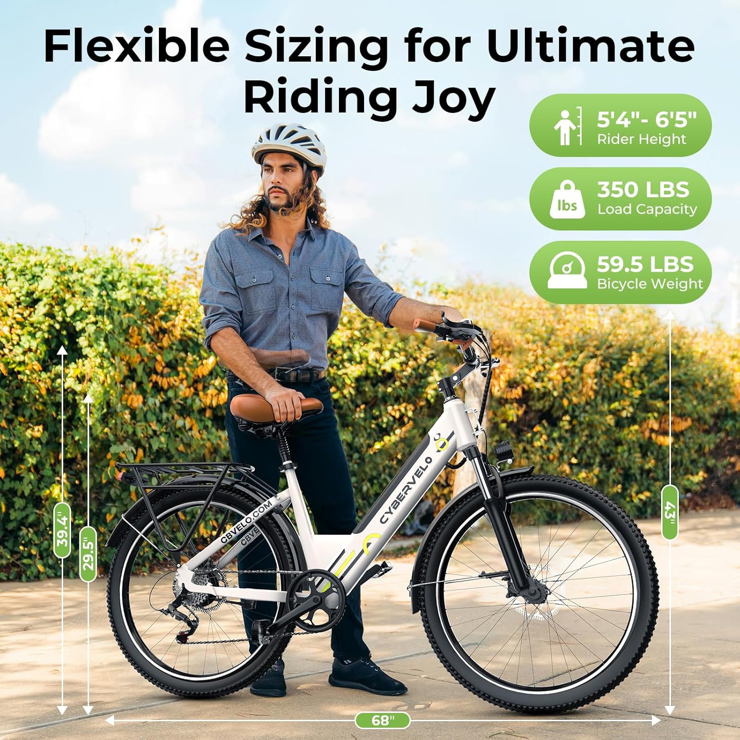 26" Electric Bike for Adults, 750W Peak Motor, Up to 80-Mile Range, 7-Speed All-Terrain E-Bike