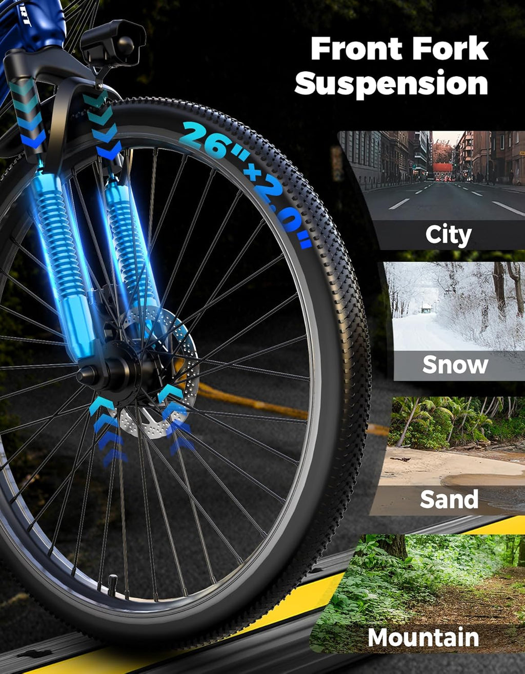 Electric Mountain Bike for Adults, 26-Inch Electric Bicycle, Long-Range Commuter E-Bike with Removable Power System and Multi-Speed Gearing