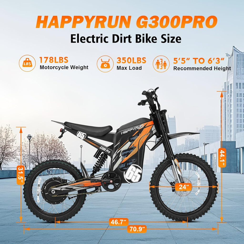 Electric Dirt Bike for Adults, 6500W Motor, Up to 50 MPH, 70-Mile Range, Hydraulic Brakes, Heavy-Duty Off-Road E-Bike