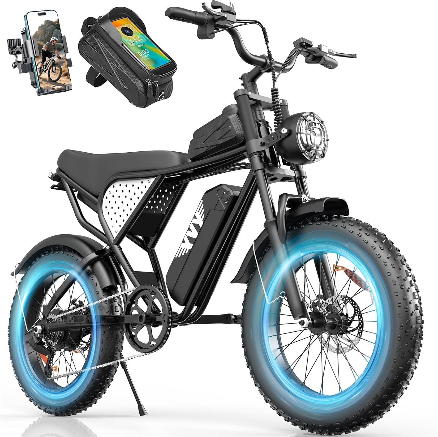 20" Fat Tire Electric Bike for Adults, Up to 3000W Peak Motor, Full Suspension All-Terrain eBike, Long-Range Performance, Off-Road & Trail Riding