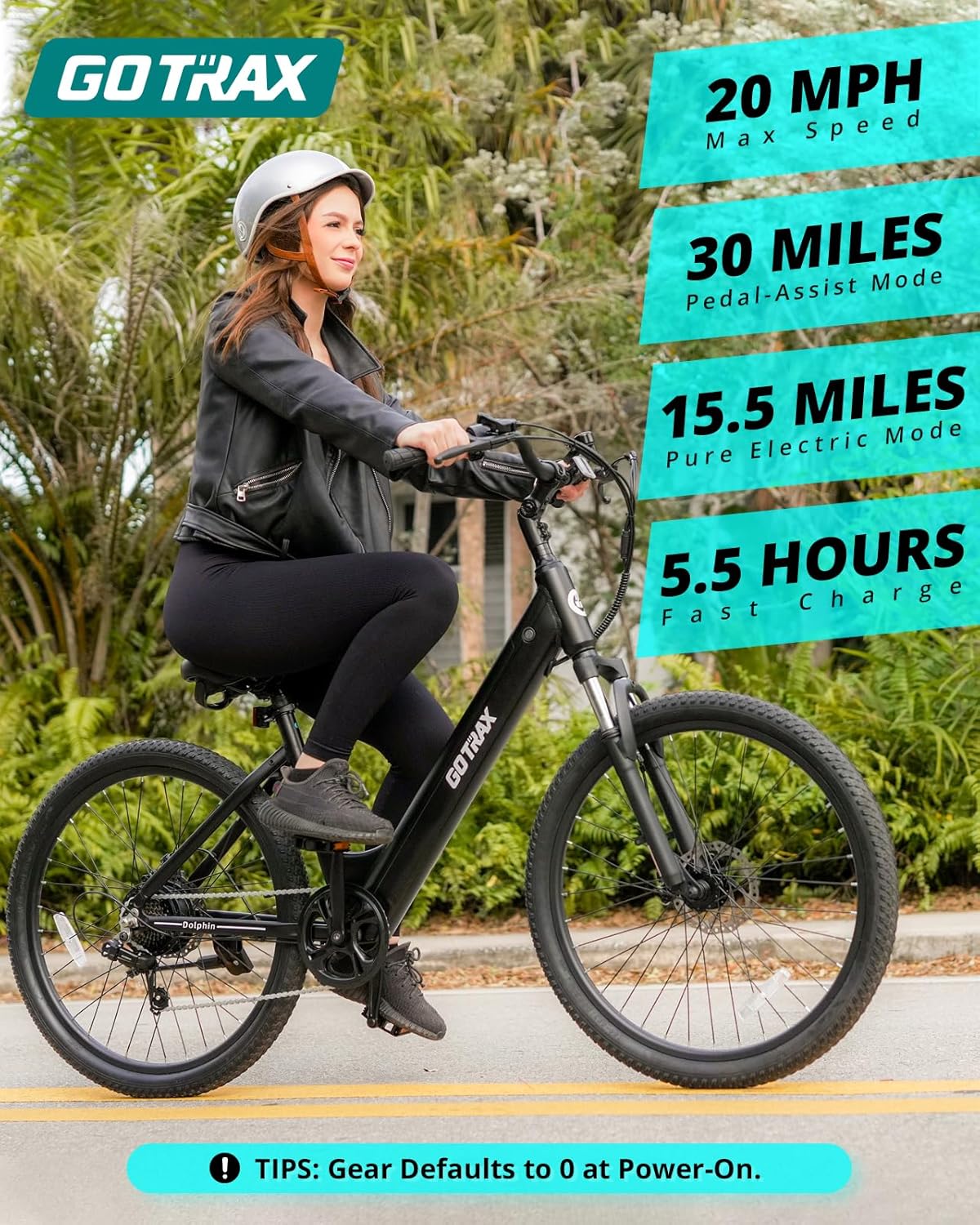 26" Step-Through Electric Bike for Adults, 500W Peak Motor, Up to 30-Mile Range, 7-Speed City E-Bike with Front Suspension