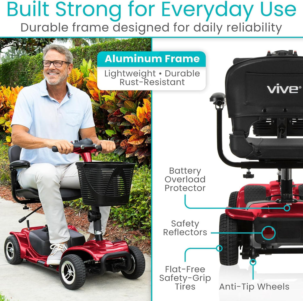 4-Wheel Mobility Scooter for Seniors & Adults – Compact Electric Mobility Chair with Long-Range Battery & Storage Basket