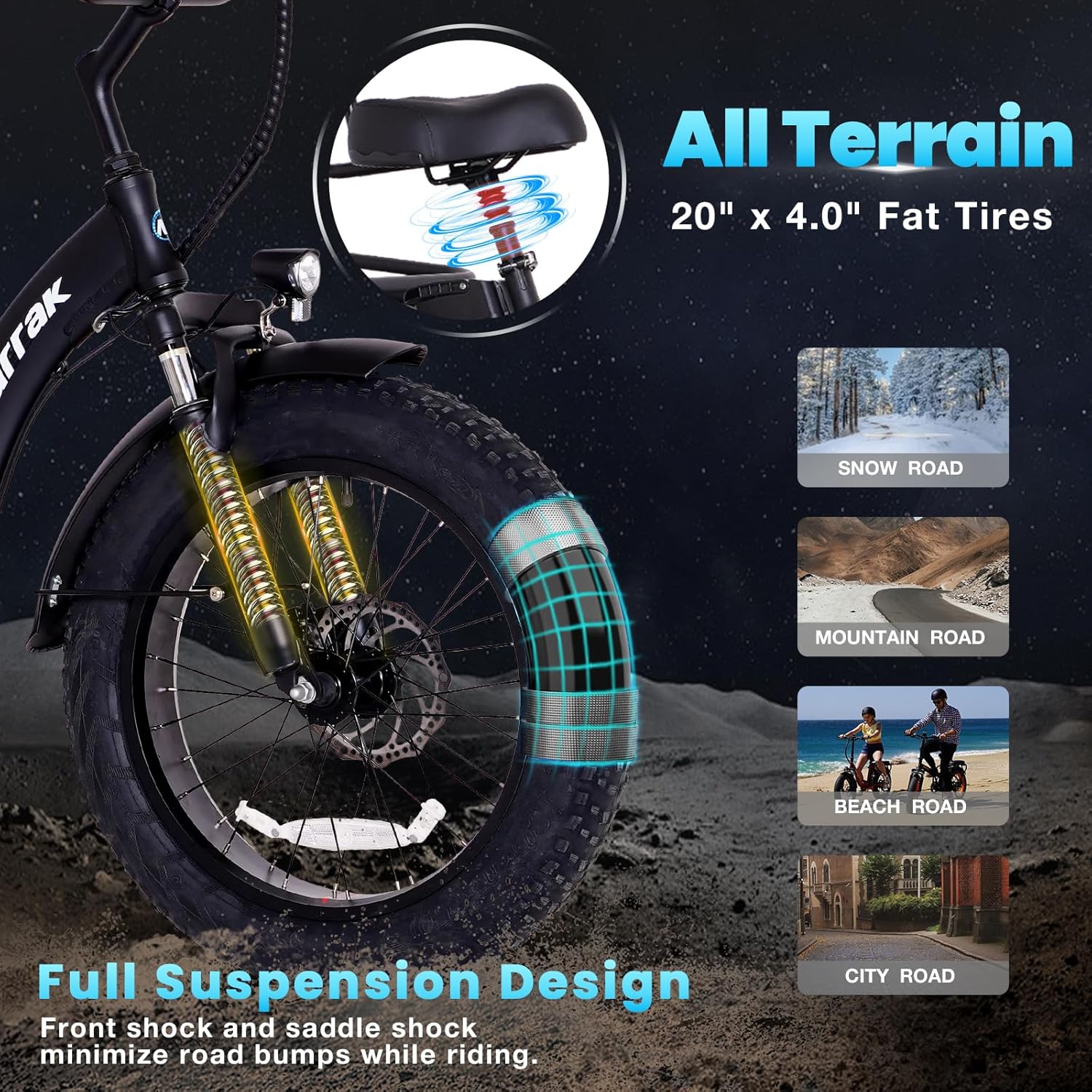 1350W Peak Folding Electric Tricycle for Adults – Fat Tire 3-Wheel E-Trike with Large Rear Basket & Removable Battery