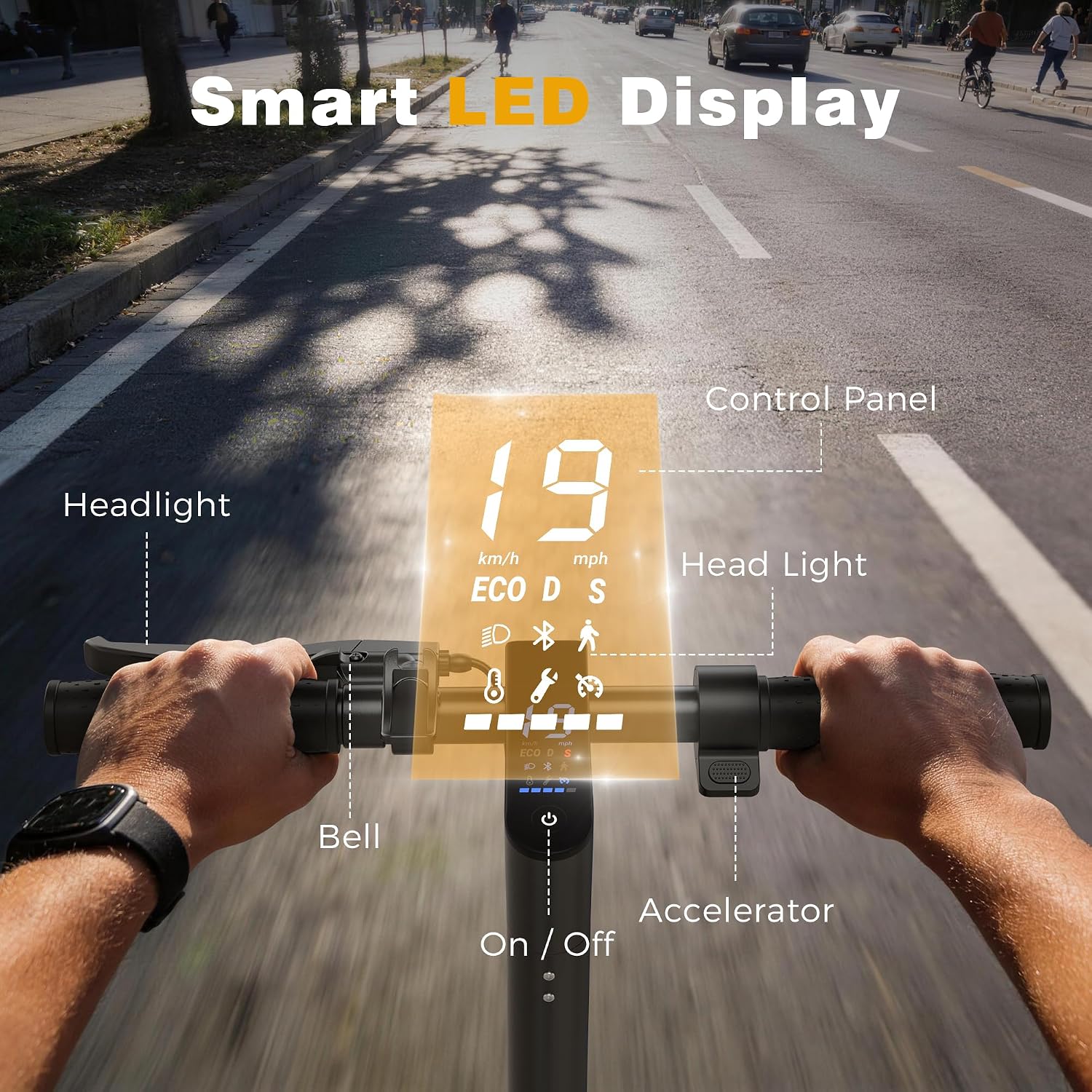 Electric Scooter for Adults，Top Speed 19/22 MPH，Range 19/22/28 Miles，8.5”/10" Tires