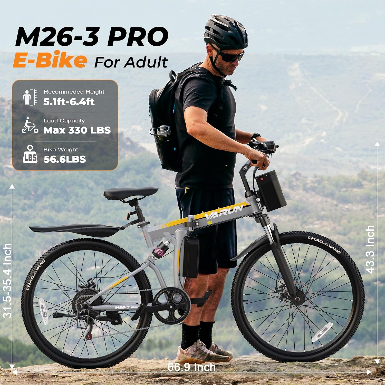 26" Folding Electric Bike for Adults with 750W Peak Motor, Up to 20 MPH, 50 Miles Range, Full Suspension & Dual Disc Brakes