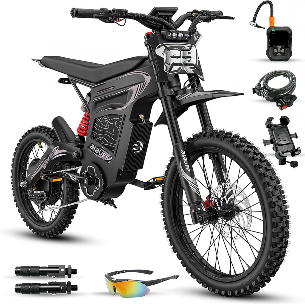 7500W Peak Electric Dirt Bike for Adults – 55 MPH Electric Motorcycle, 80+ Mile Range, Full Suspension & Hydraulic Brakes