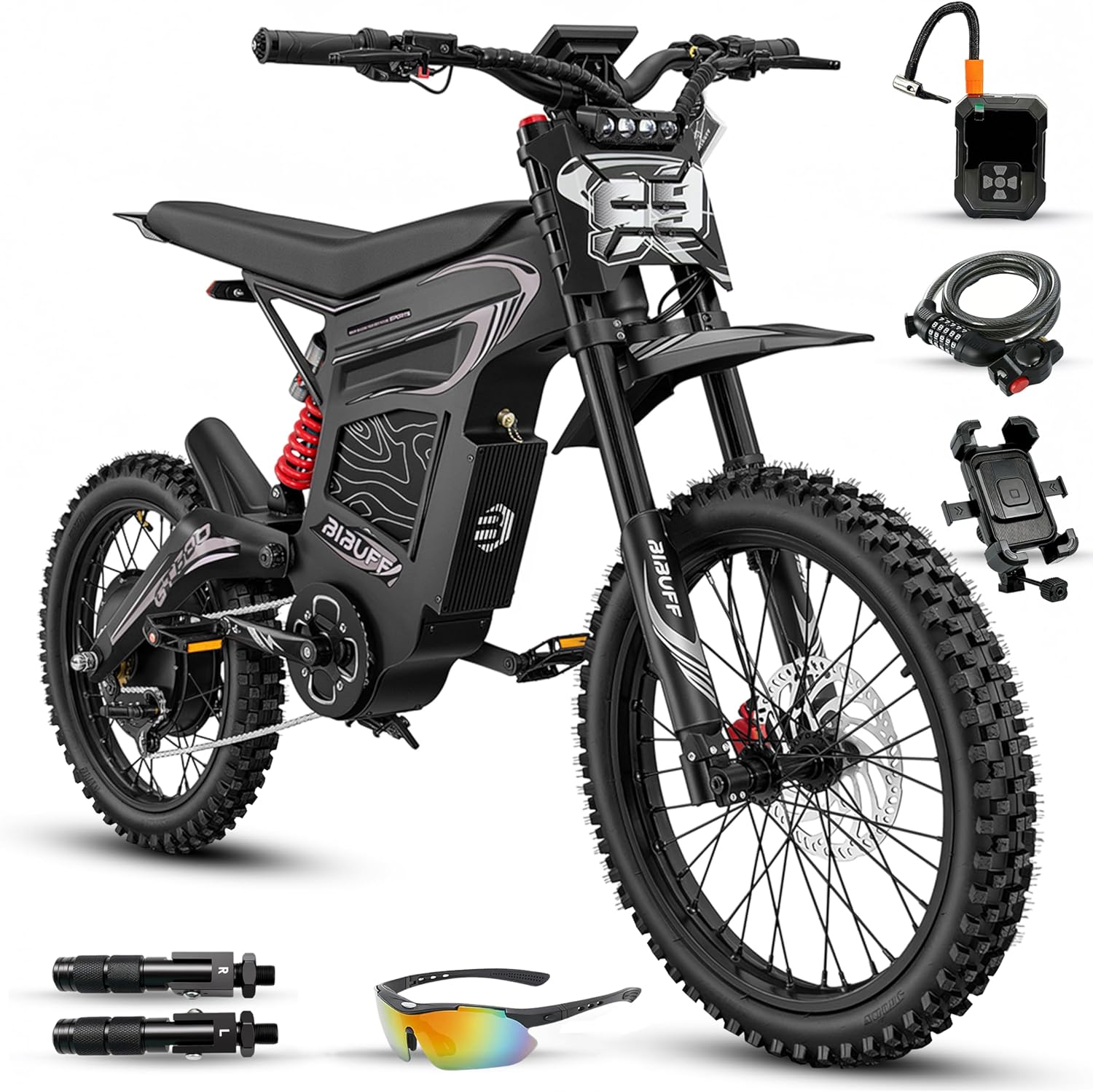 7500W Peak Electric Dirt Bike for Adults – 55 MPH Electric Motorcycle, 80+ Mile Range, Full Suspension & Hydraulic Brakes