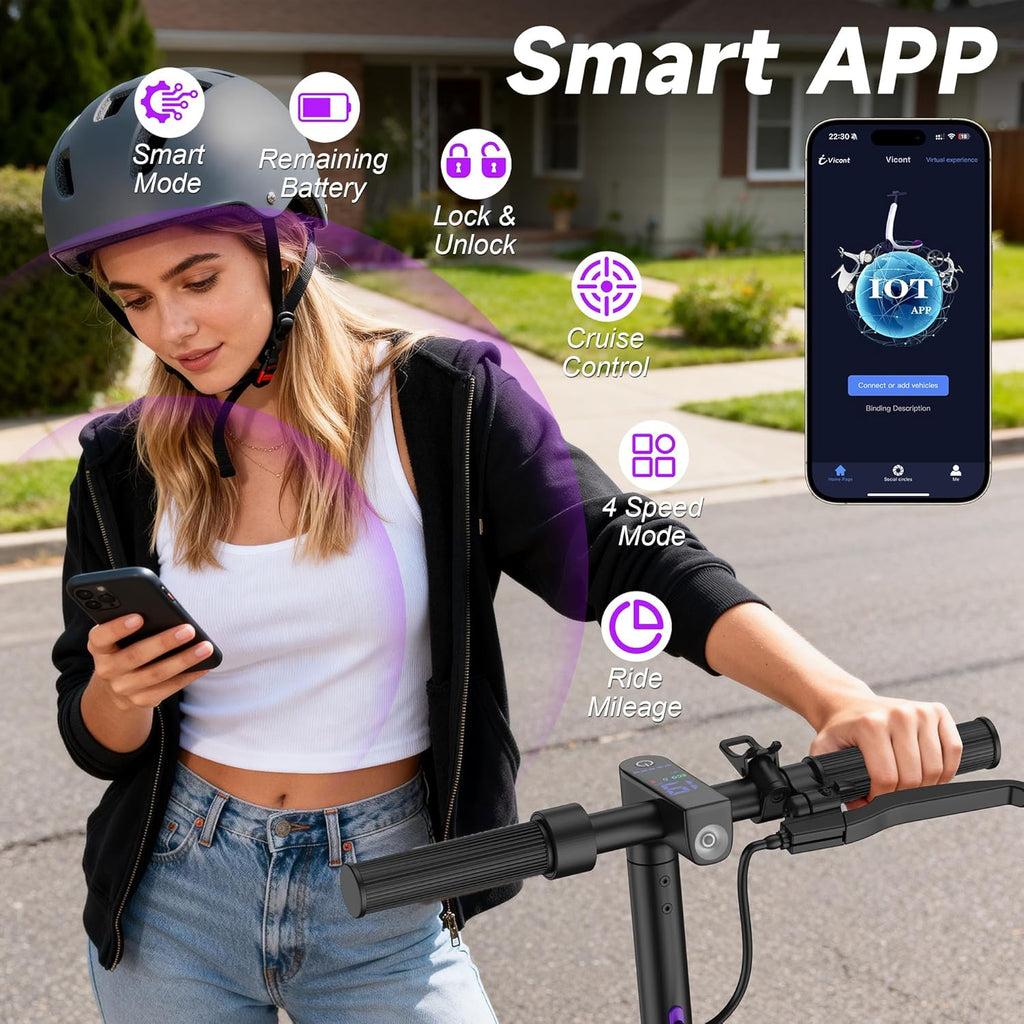 Foldable Electric Scooter with 250W/350W/500W/800W/1000W Motor Options, Up to 22 MPH & 10–28 Miles Range