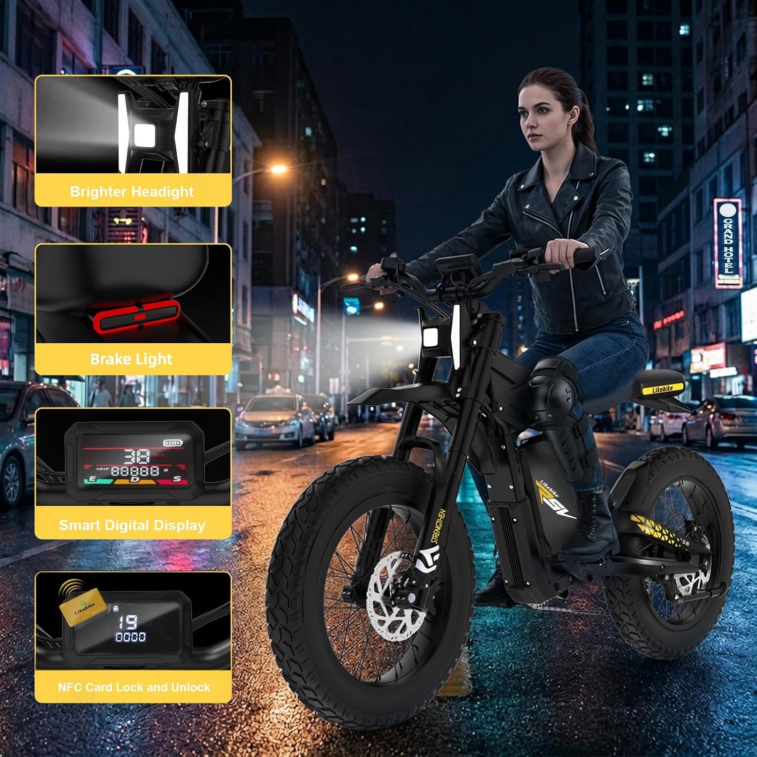 20" Fat Tire Electric Dirt Bike for Adults with 2000W/3000W Motor, Full Suspension, Pedals & Off-Road Design