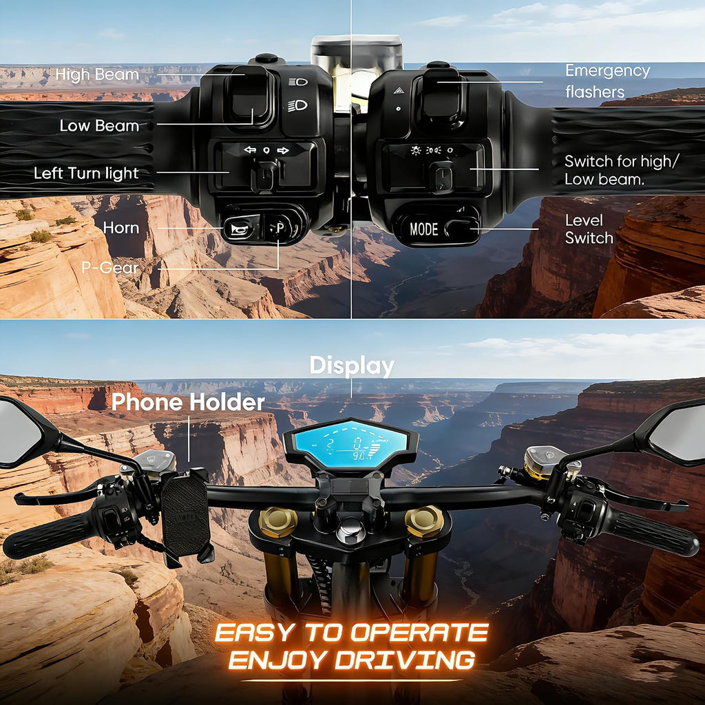 4000W Electric Motorcycle for Adults – 50 MPH Street-Legal E-Motorcycle, Up to 90 Miles Range, Full Suspension
