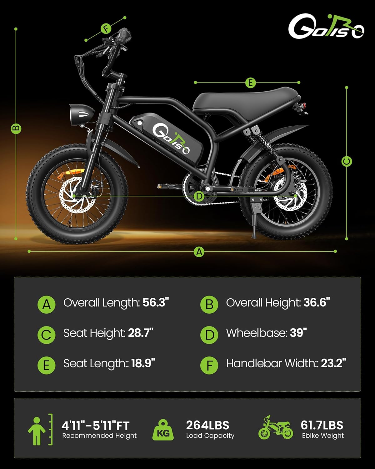 1500W Peak Electric Bike for Adults & Teens – 16-Inch Fat Tire All-Terrain E-Bike with Full Suspension & Up to 65-Mile Range