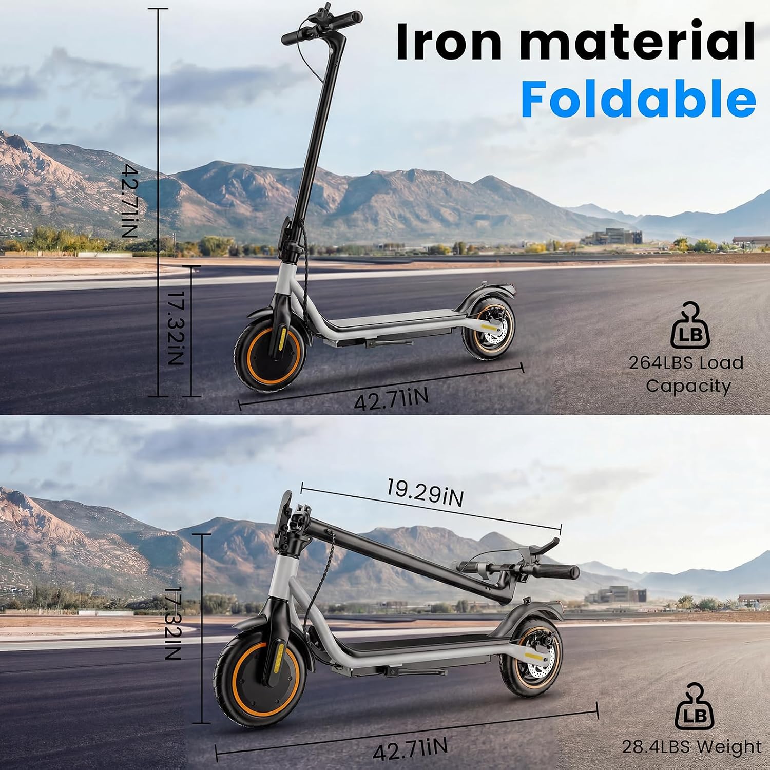 Electric Scooter - Electric Scooter Adults, 1000W/500W Motor, 25/21/18 MPH, 10''/8.5'' Tires