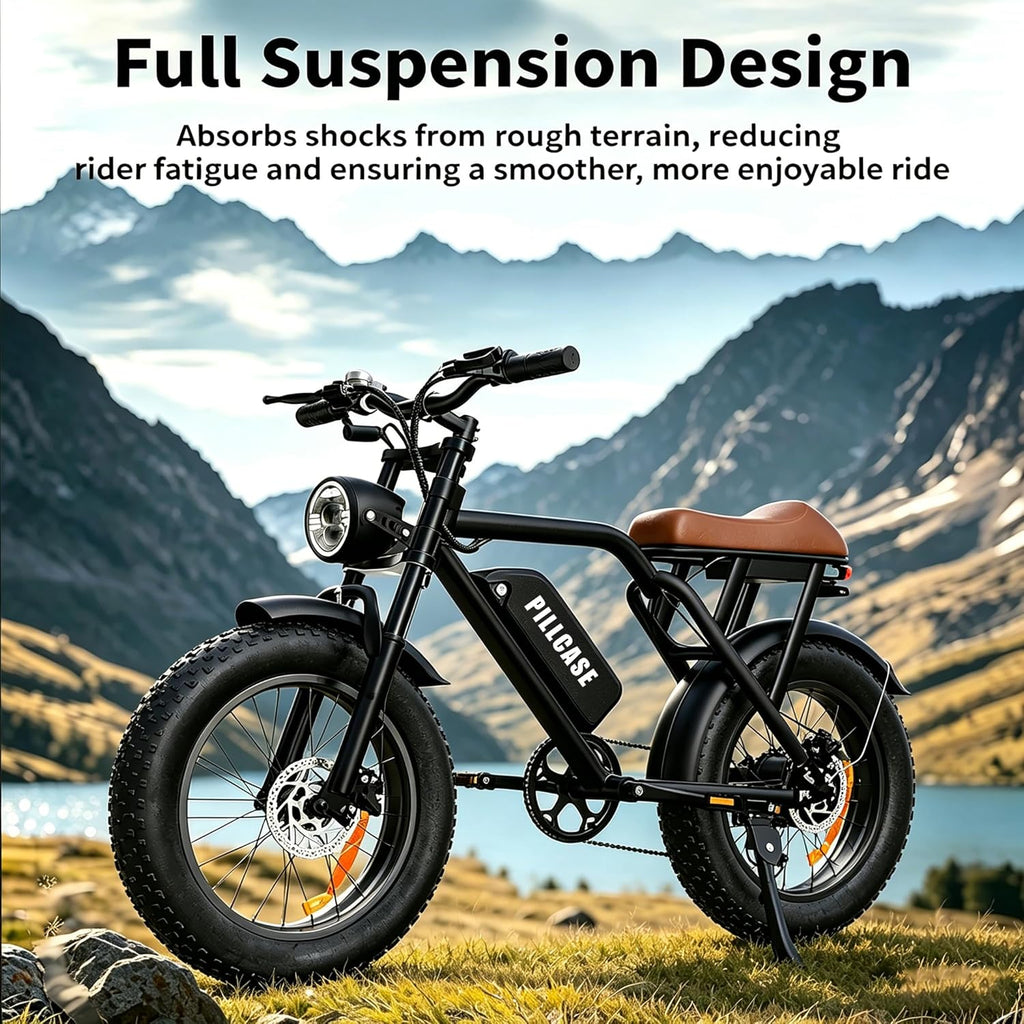 1500W Peak Electric Bike for Adults – 33 MPH Fat Tire E-Bike, Up to 75 Miles Range, Full Suspension, 7-Speed