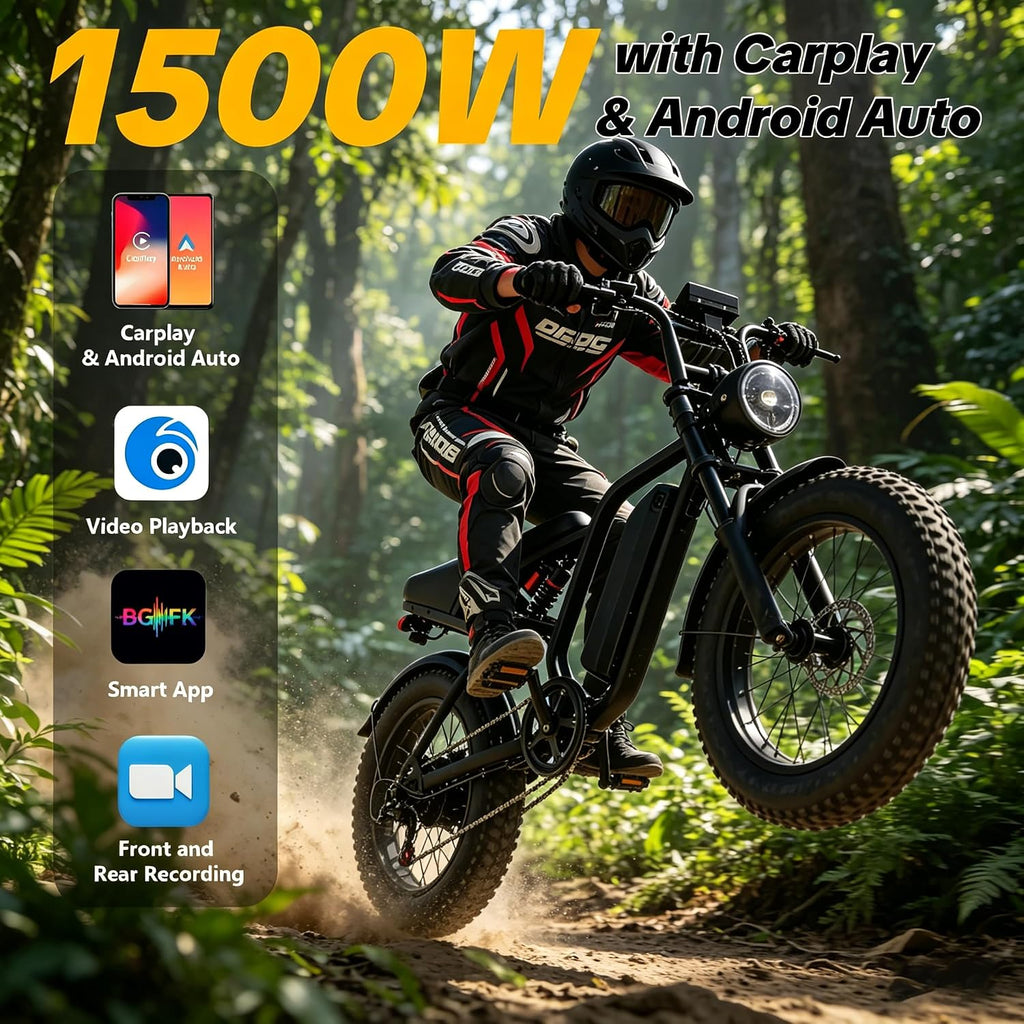 1500W Peak Electric Fat Tire Bike for Adults, 30MPH All-Terrain E-Bike with Removable Power Pack, Hydraulic Disc Brakes, 20" Tires, Up to 50-Mile Range