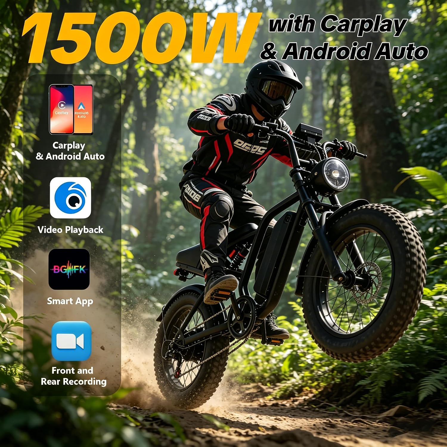 1500W Peak Electric Fat Tire Bike for Adults, 30MPH All-Terrain E-Bike with Removable Power Pack, Hydraulic Disc Brakes, 20" Tires, Up to 50-Mile Range