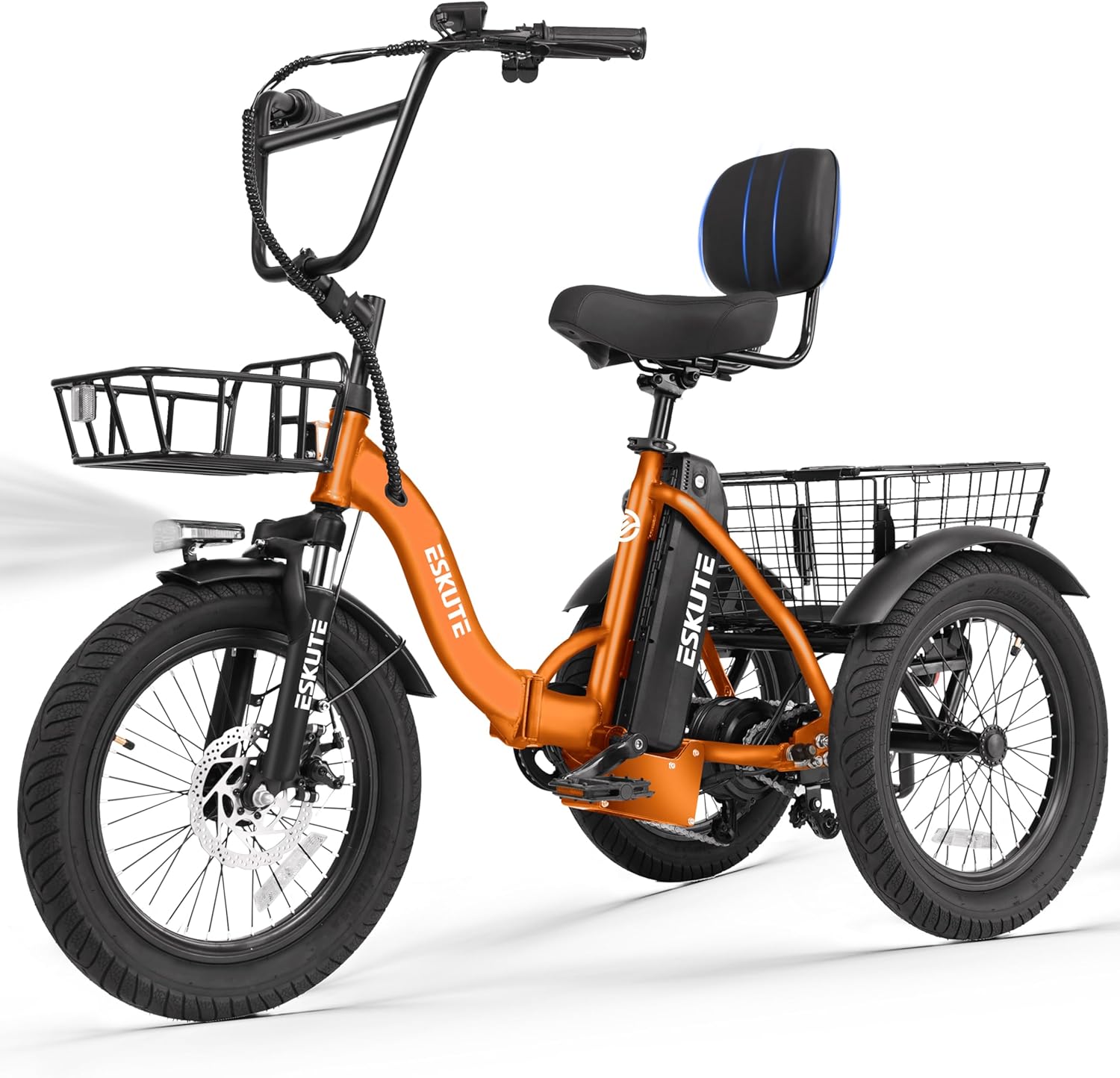 Electric Tricycle for Adults, Folding 3-Wheel Electric Bike with Fat Tires, Step-Through Frame, Long-Range Electric Trike