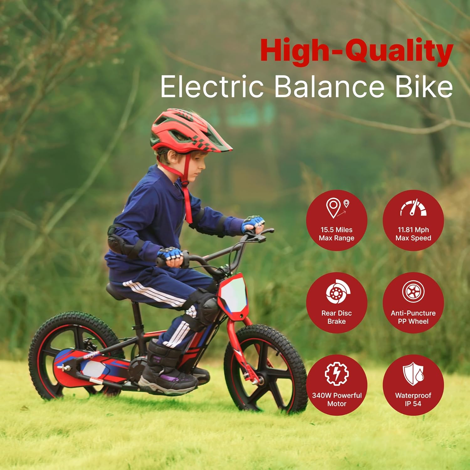 Electric Dirt Bike for Kids Ages 5–10 – 340W Motor, 3-Speed Settings, 12 MPH Max Speed, Detachable Battery